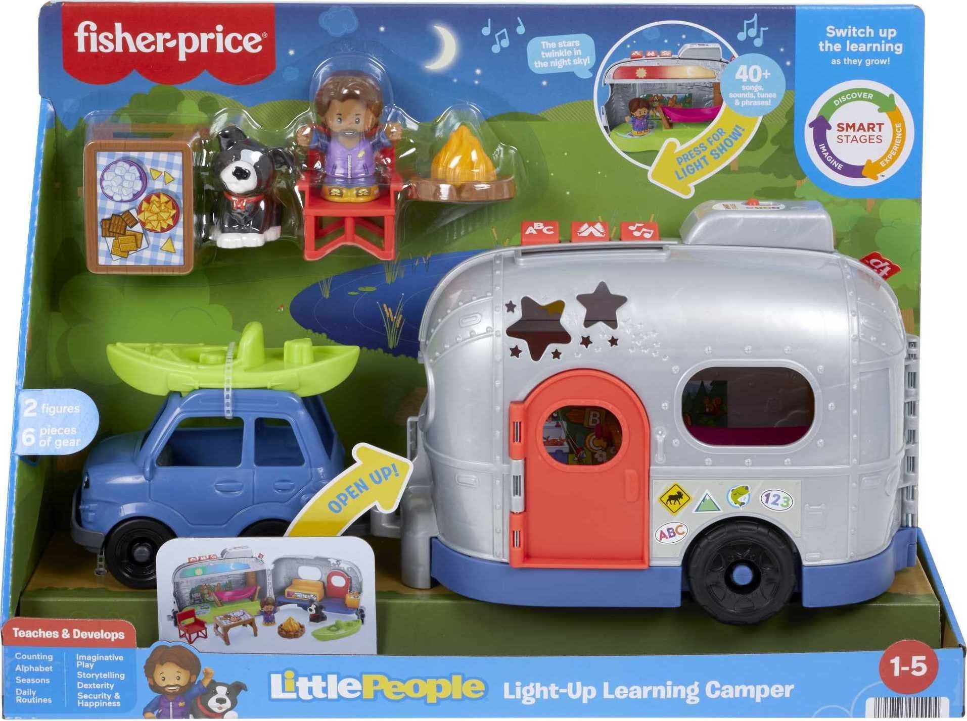 Fisher-Price Little People Toddler Toy Light-Up Learning Camper Playset with Smart Stages, Figures & Accessories for Pretend Play Ages 1+ Years