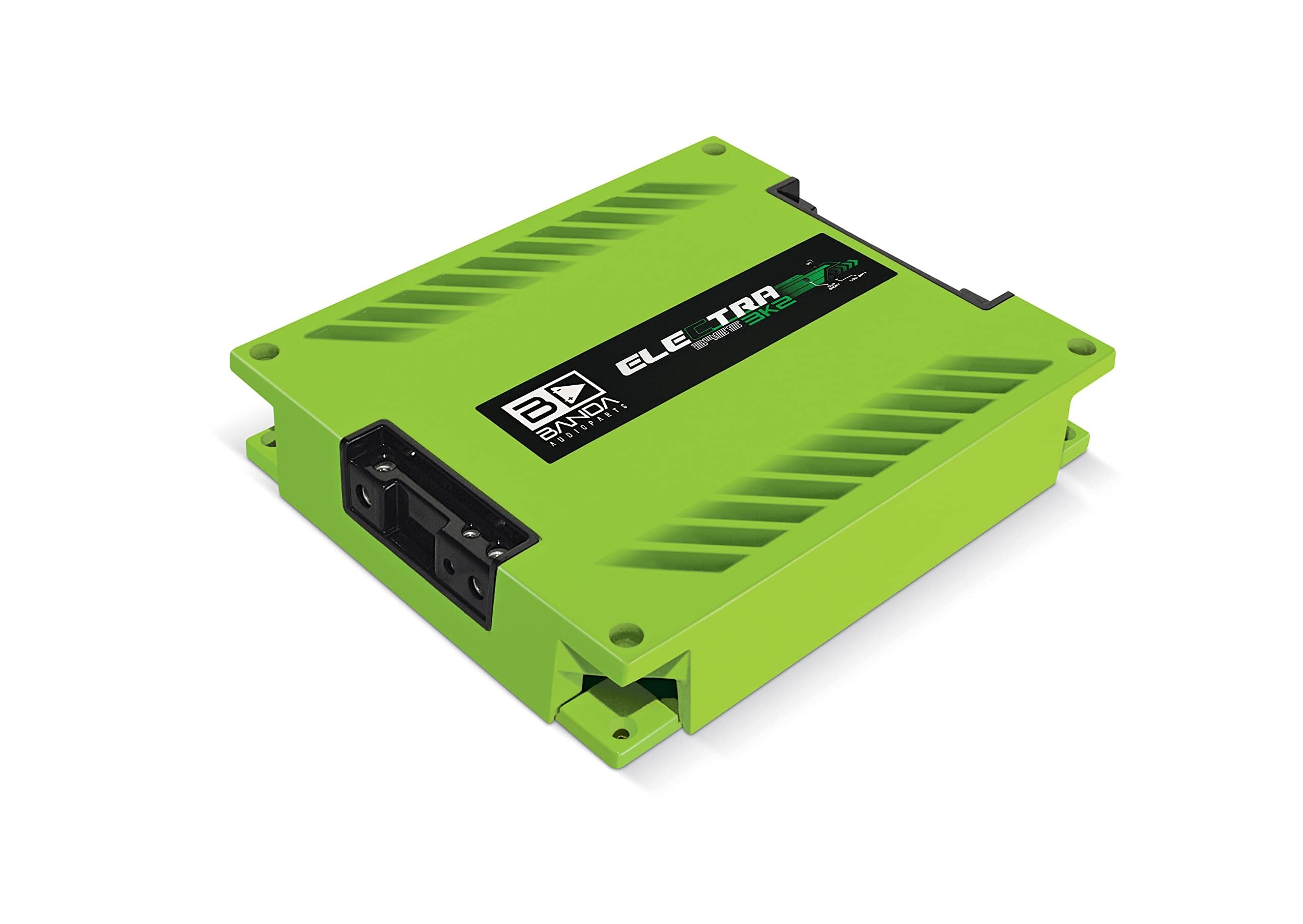 Electra 1-Ch. Vehicle Audio Bass Amplifier - 3000WRMS D Class High-Powered Mono Bass Amp w/Subsonic & Low Pass Filters Stable @ 2 ohm, LED Indicators, Sound Specialization, Green - BANDA 3K2OHMGREEN