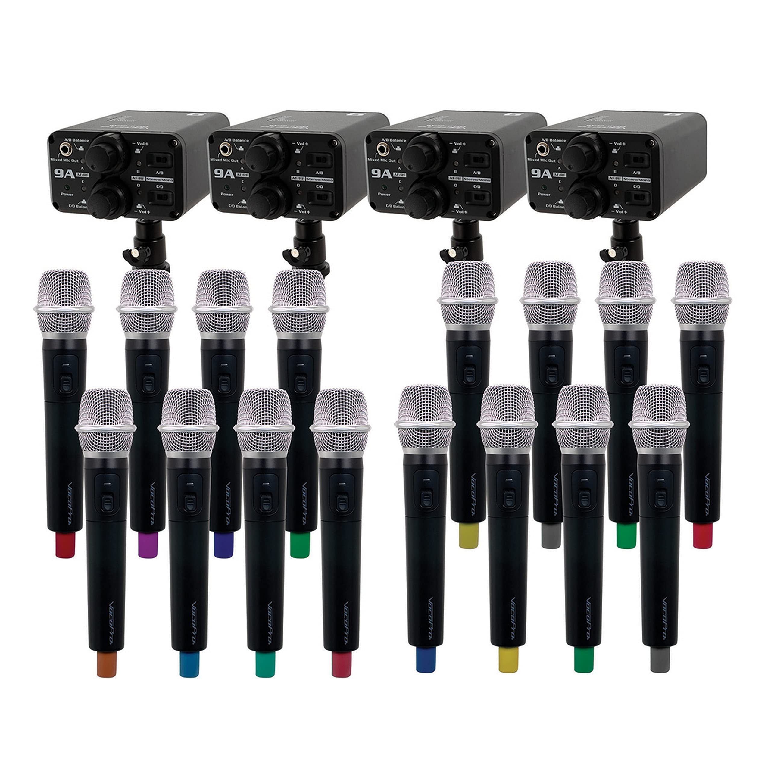 VocoPro - Portable Sixteen Handheld Field/Camera-Mountable Wireless Microphone System. (VCOFIELD-QUAD-FILM-16H)