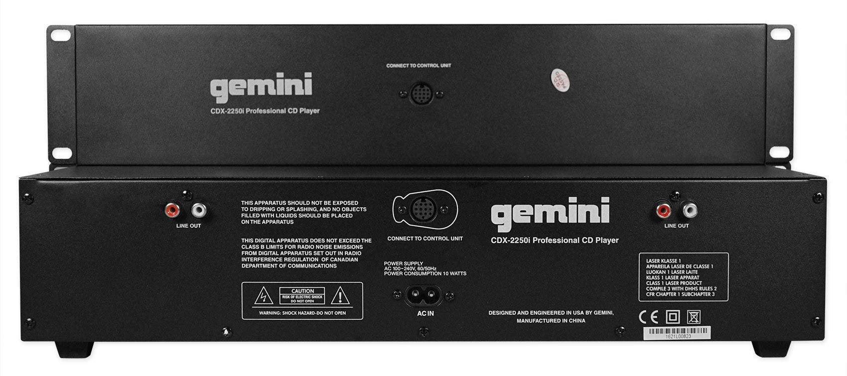 Gemini Sound CDX-2250i Dual Rack Mountable Professional Audio Pitch Control DJ Equipment Multimedia CD Media Player with Audio CD, CD-R, and MP3 Compatible with USB Input