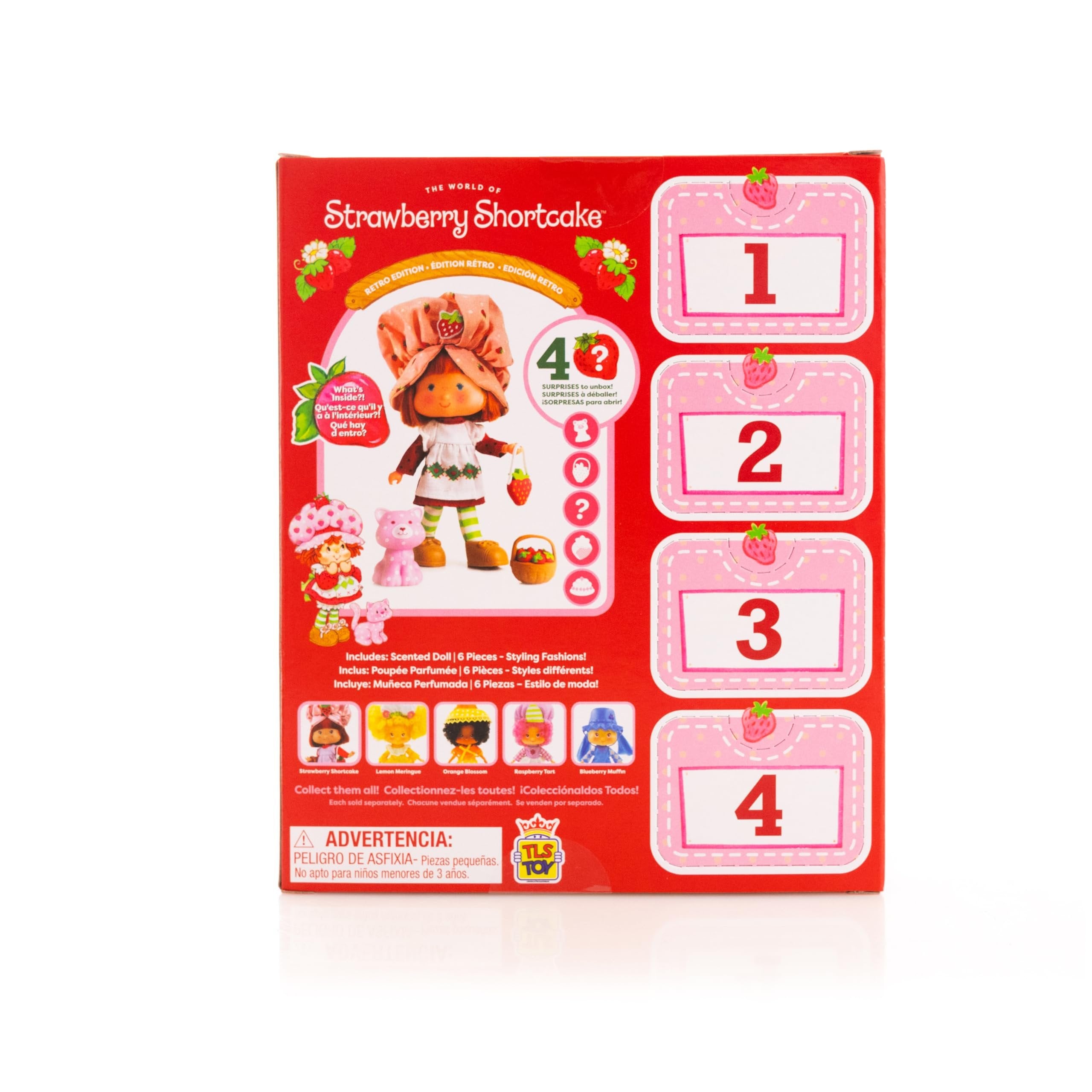 Strawberry Shortcake 'Limited Edition' Classic Version Strawberry Shortcake 5.5-inch Poseable Sweet Scented Fashion Doll with 4 Surprise Reveal Accessories