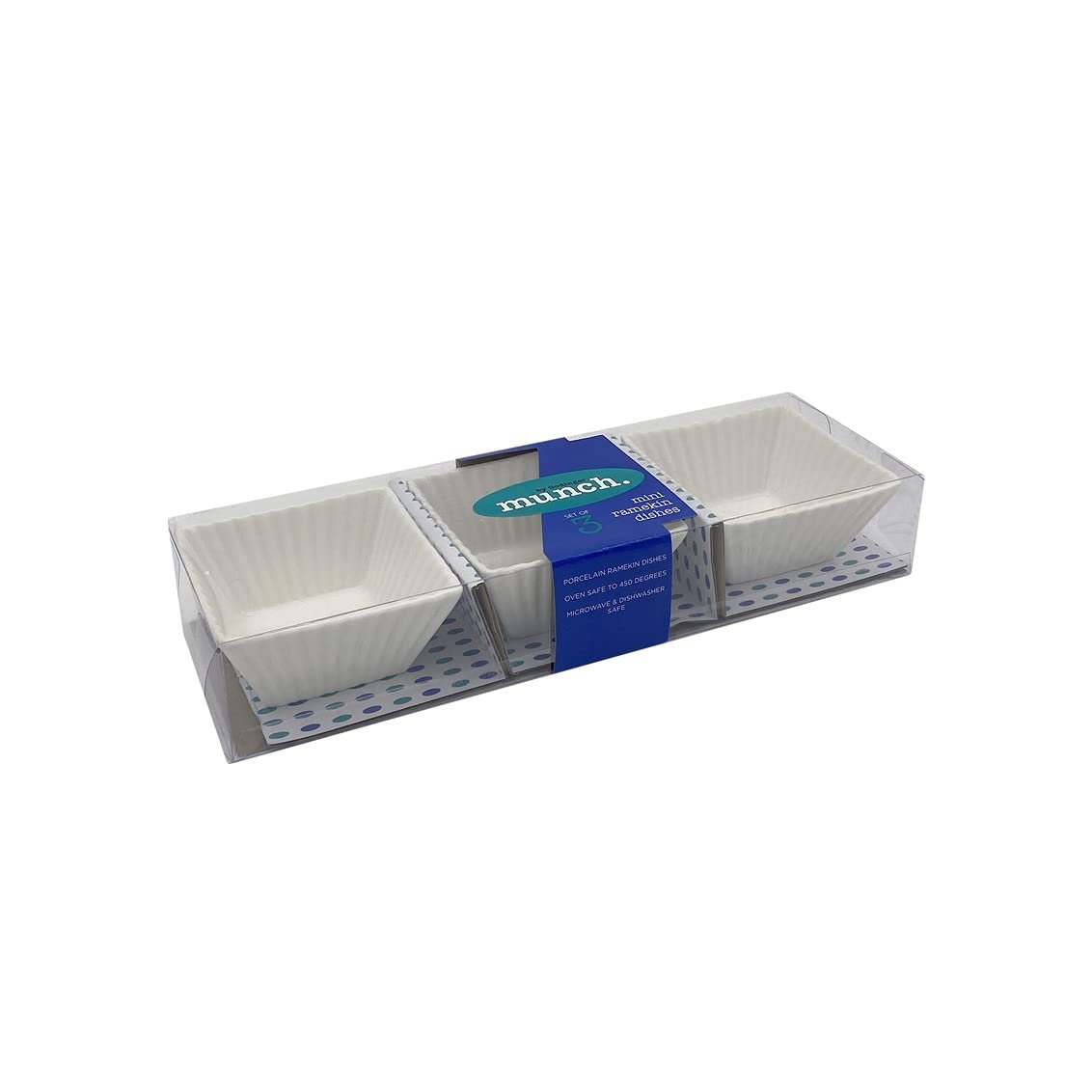 Godinger Ramekin Oven Safe Baking Serving Dish for Cream Brulee, Souffle Set of 3