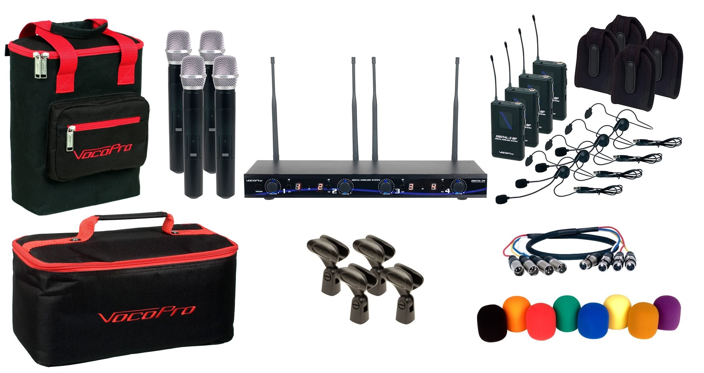 VocoPro, CH 4MIC 4, Black, Wireless Handheld/Headset/Instrument System (DIGITAL34AI)