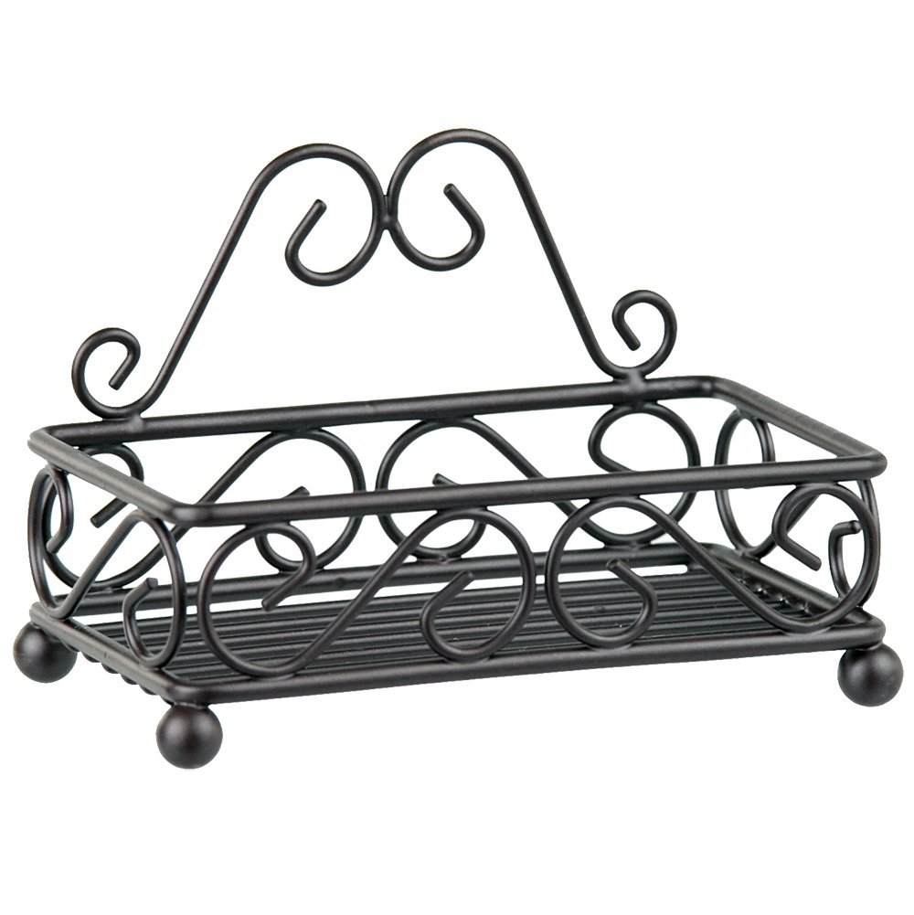 Home Basics Sponge Holder for Sink (Bronze) Scroll Design Kitchen Sponge Holder | with Open Structure and Raised Feet