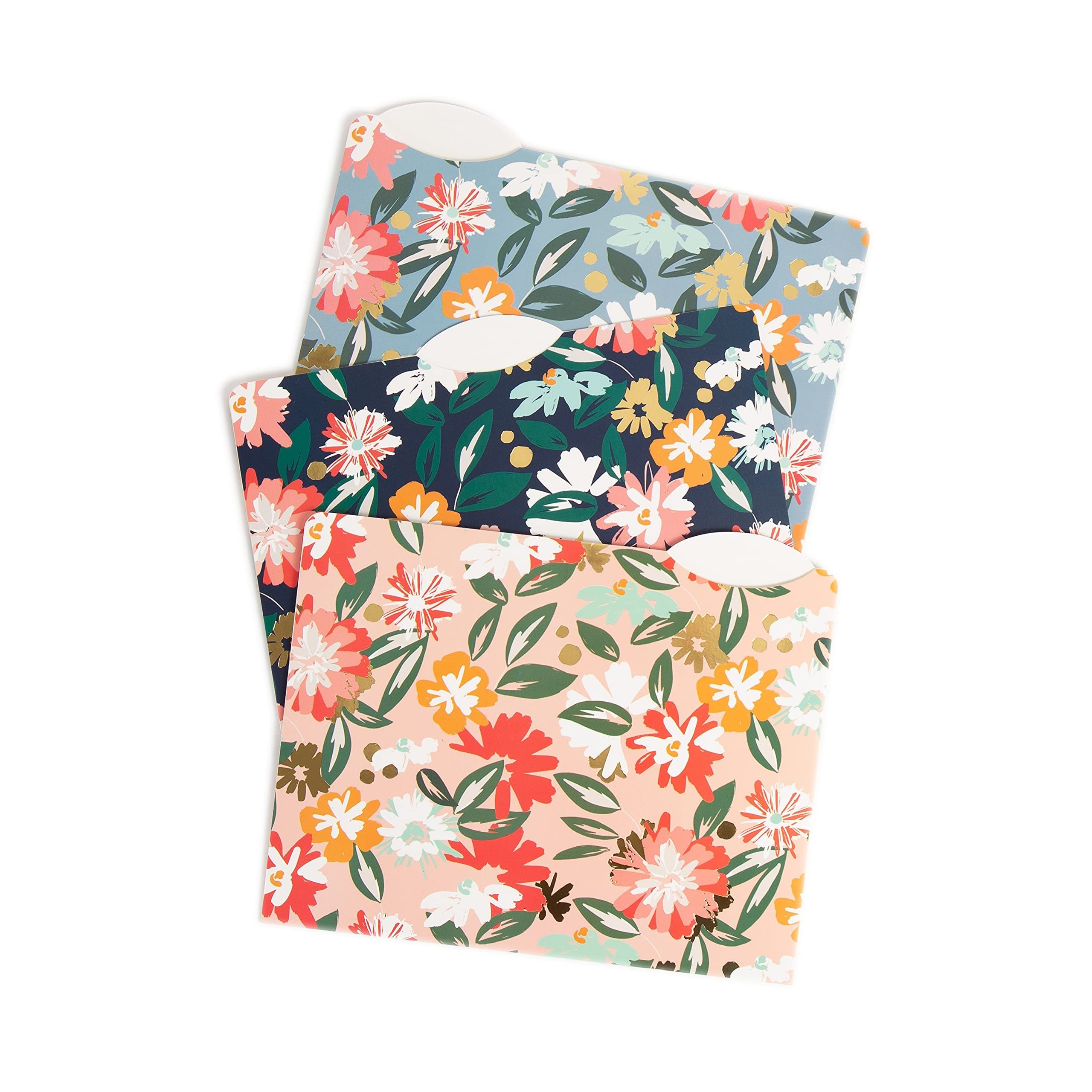 U Brands Fashion Pocket Folder Filing Kit, Navy Lush Blooms, 13 Piece