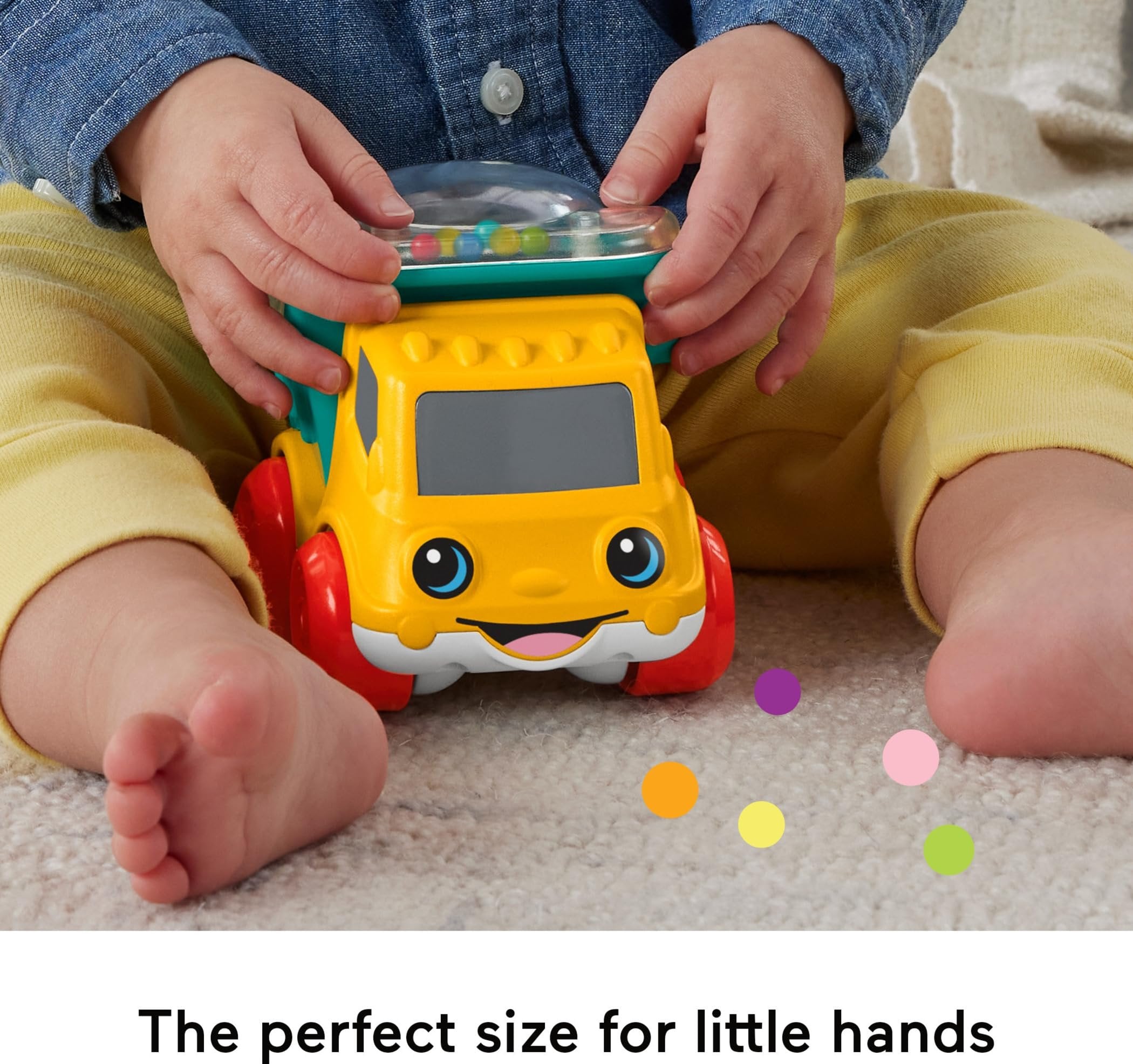 Fisher-Price Baby Toy Poppity Pop Dump Truck Push-Along Vehicle with Fine Motor Activities For Infants Ages 6+ Months