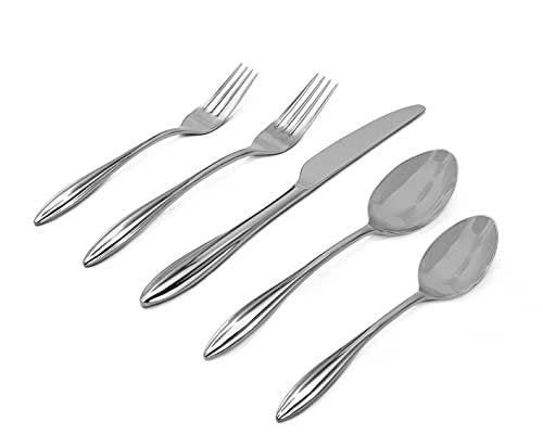 Godinger 20 Piece Flatware Set with 4 Dinner Forks, 4 Salad Forks, 4 Tablespoons, 4 Teaspoons and Knifes, 18/0 Stainless Steel Unica, Set of 4