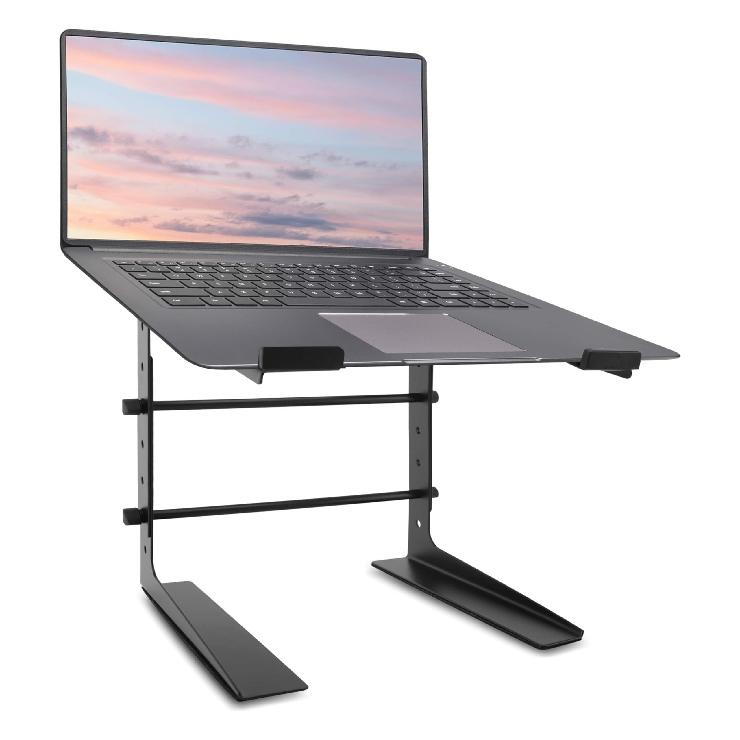 Pyle Portable Adjustable Laptop Stand - 6.3 to 10.9 Inch Anti-Slip Standing Table Monitor or Computer Desk Workstation Riser with Level Height Alignment for DJ, PC, Gaming, Home or Office - PLPTS25
