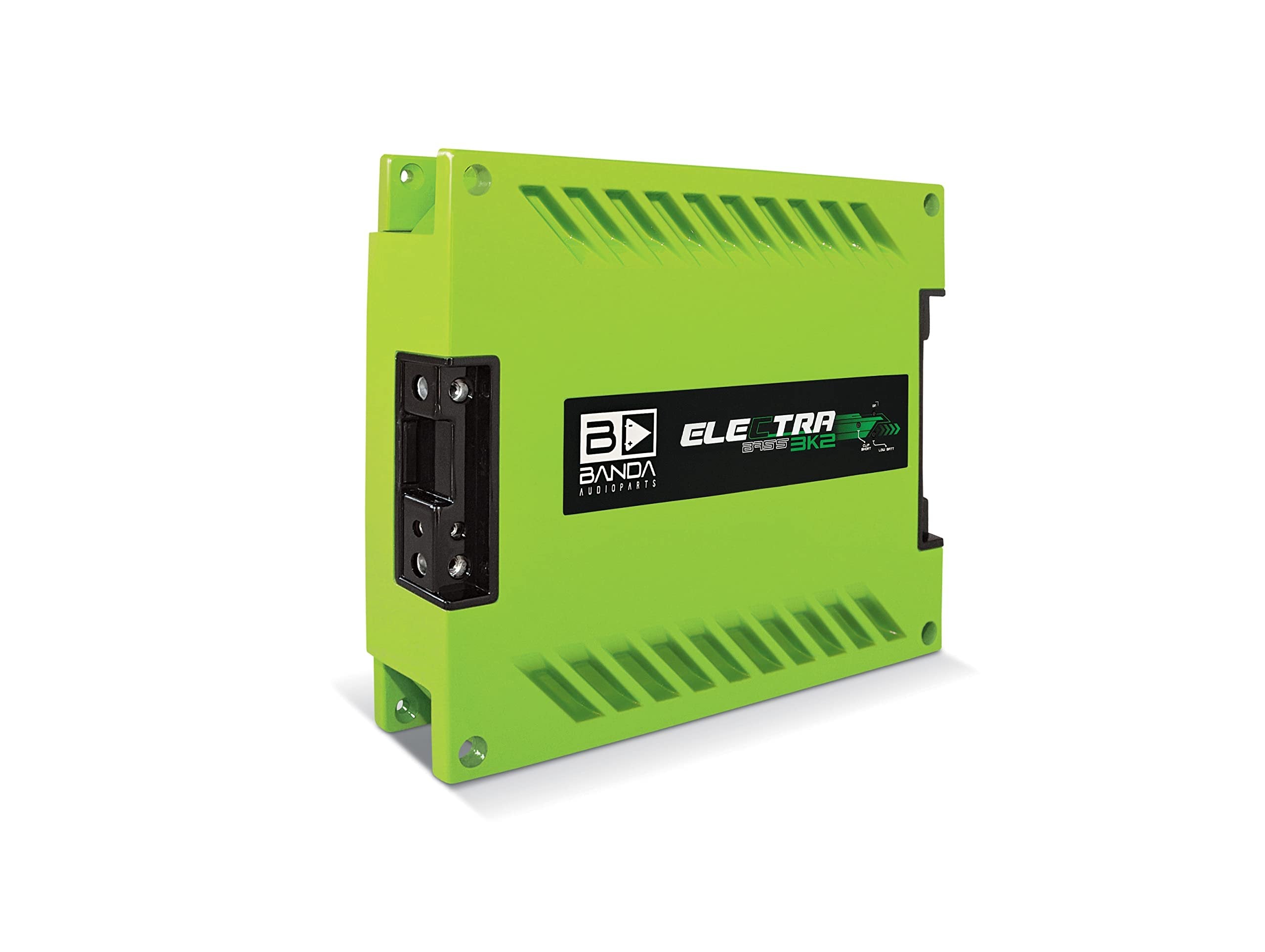 Electra 1-Ch. Vehicle Audio Bass Amplifier - 3000WRMS D Class High-Powered Mono Bass Amp w/Subsonic & Low Pass Filters Stable @ 2 ohm, LED Indicators, Sound Specialization, Green - BANDA 3K2OHMGREEN