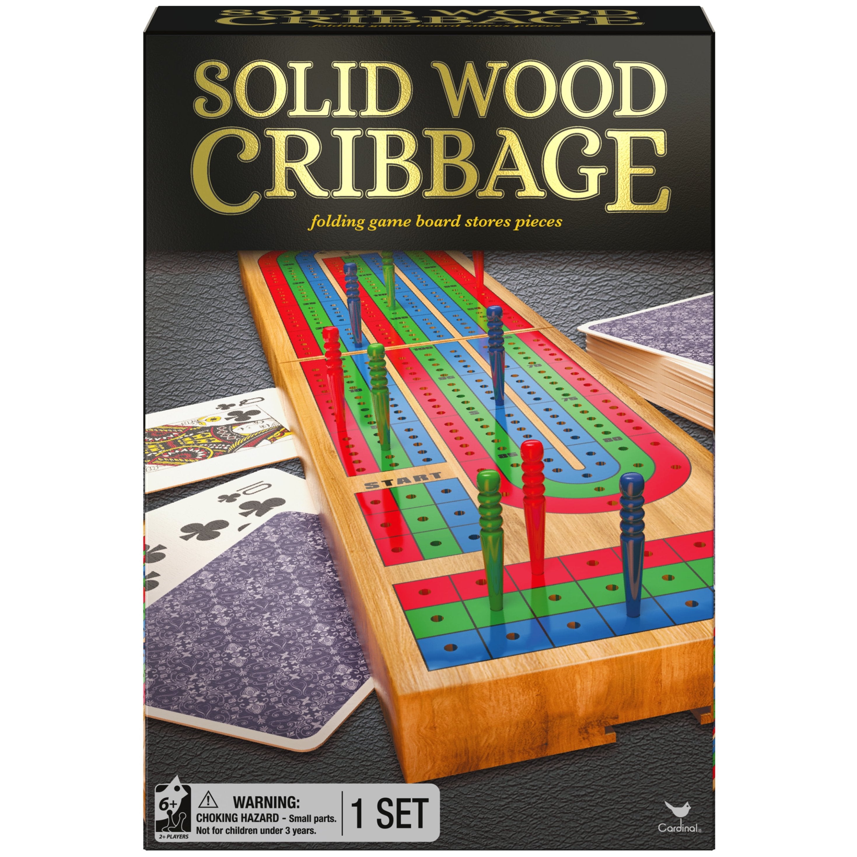 Solid Wood Cribbage Folding Board with Playing Cards