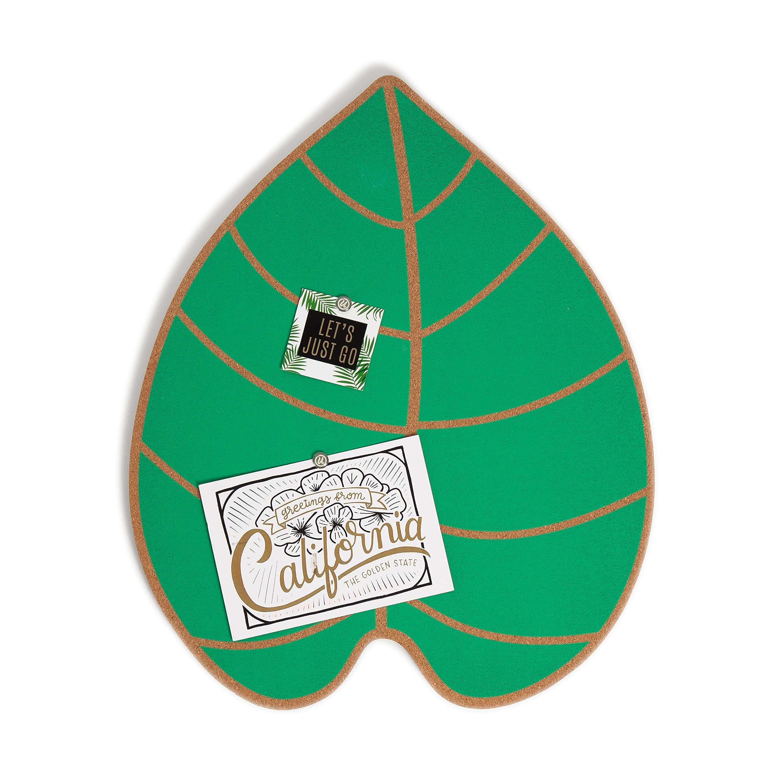 U Brands Tropical Elephant Ear Leaf Cork Bulletin Board, 14” x 17”, 1 Count