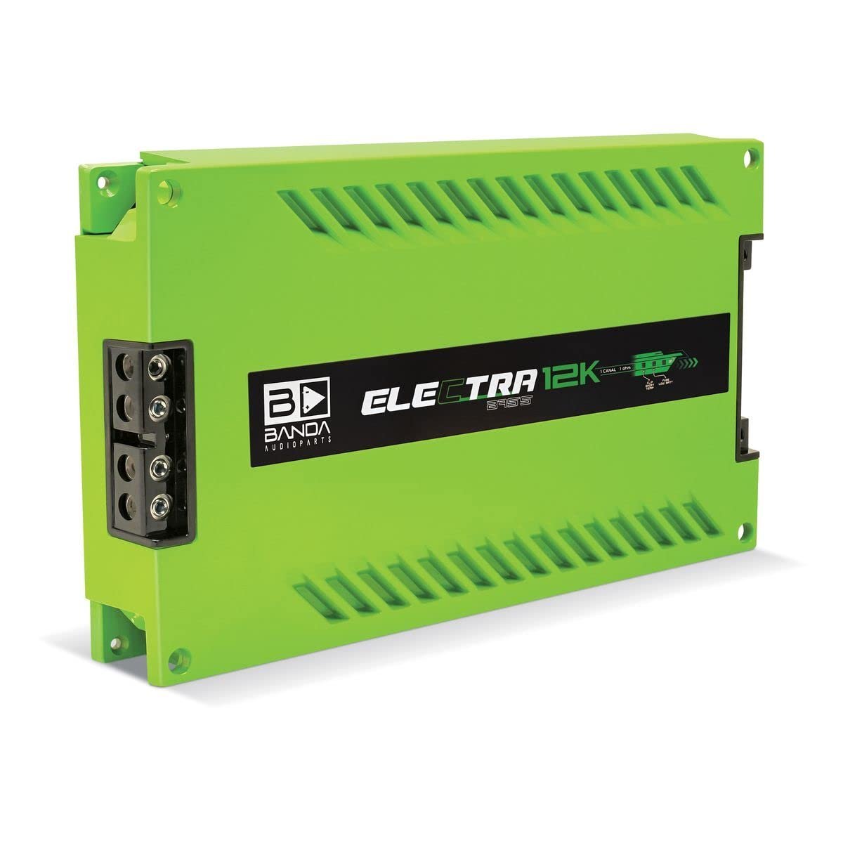 Electra 1-Channel Vehicle Audio Bass Amp - 12600W High-Powered Mono Bass Amplifier w/Subsonic Filter & Low Pass Filter Stable at 1Ohm, LED Indicators, Sound Specialization Green - Banda 12K1OHMGREEN