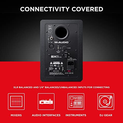 M-Audio Active Studio Monitors for Music Production/Mixing (Pair) and TRS Balanced Interconnect Cables