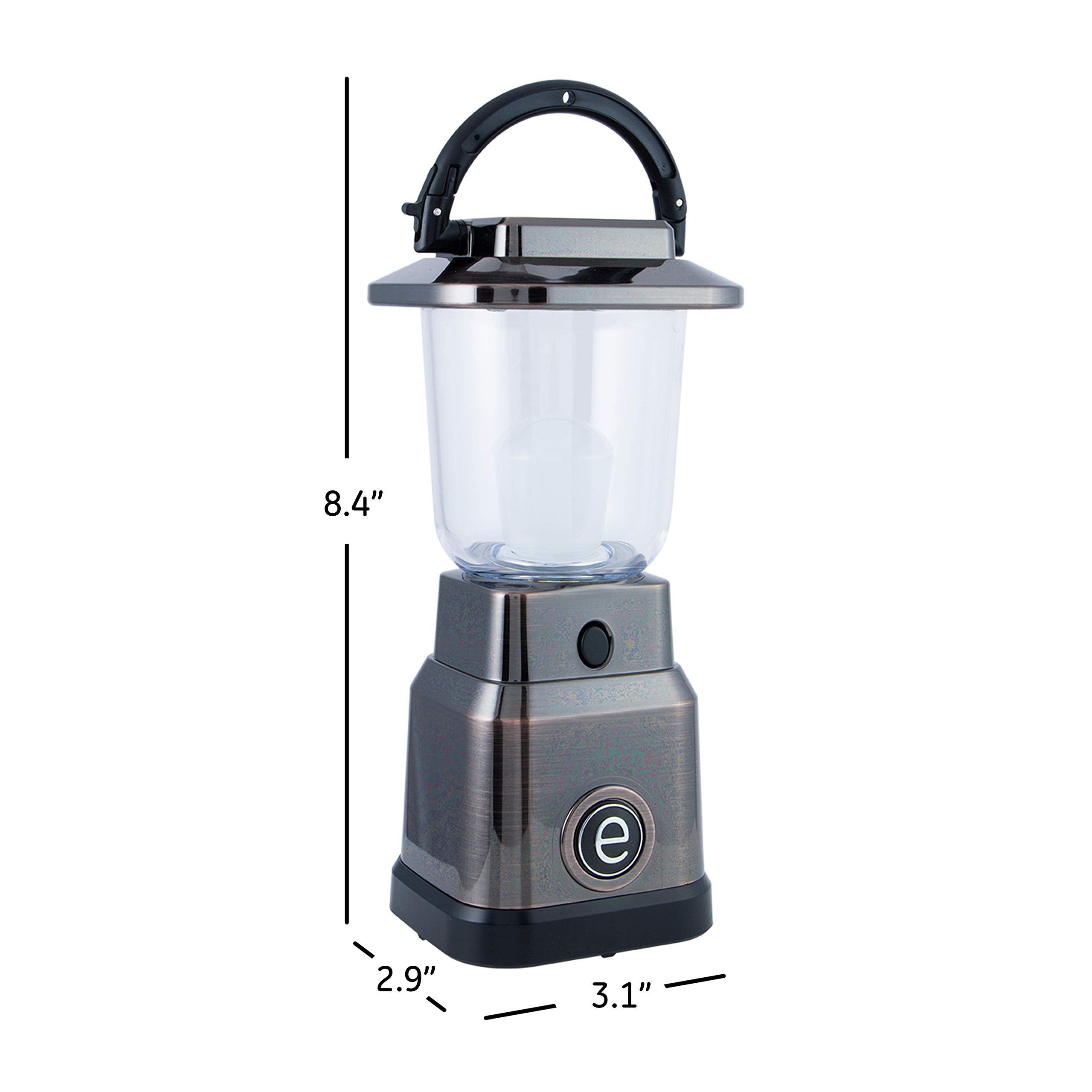 Enbrighten LED Mini Lantern, Battery Operated, Bright White, 200 Lumens, 40 Hour Runtime, 3 Light Levels, Ideal for Outdoors, Camping, Hurricane, Storm, Tornado & Emergency, Bronze, 36578