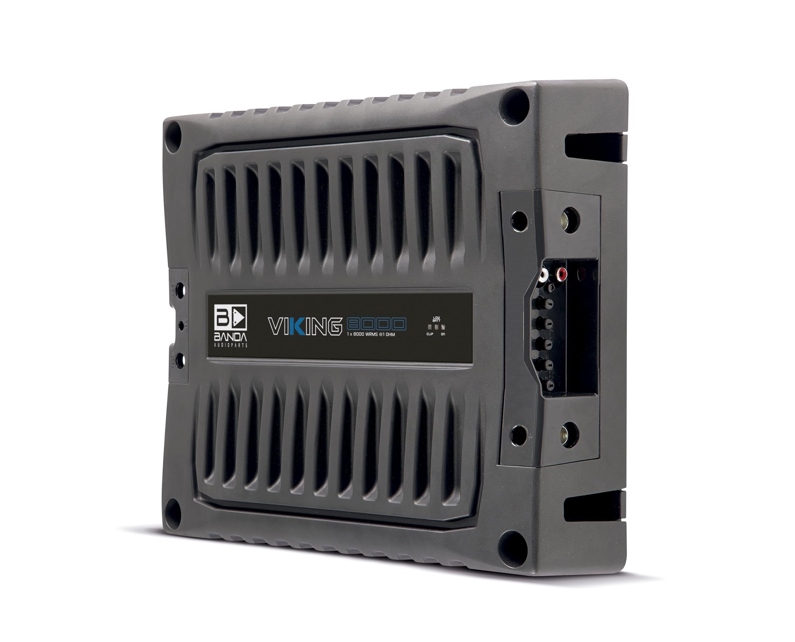 Banda 1-Channel Vehicle Audio Bass Amplifier - High-Powered Mono Bass Amplifier w/Subsonic Filter and Low Pass Filter Stable at 1 ohm, LED Indicators, Sound Specialization - BANDA VIKING8001