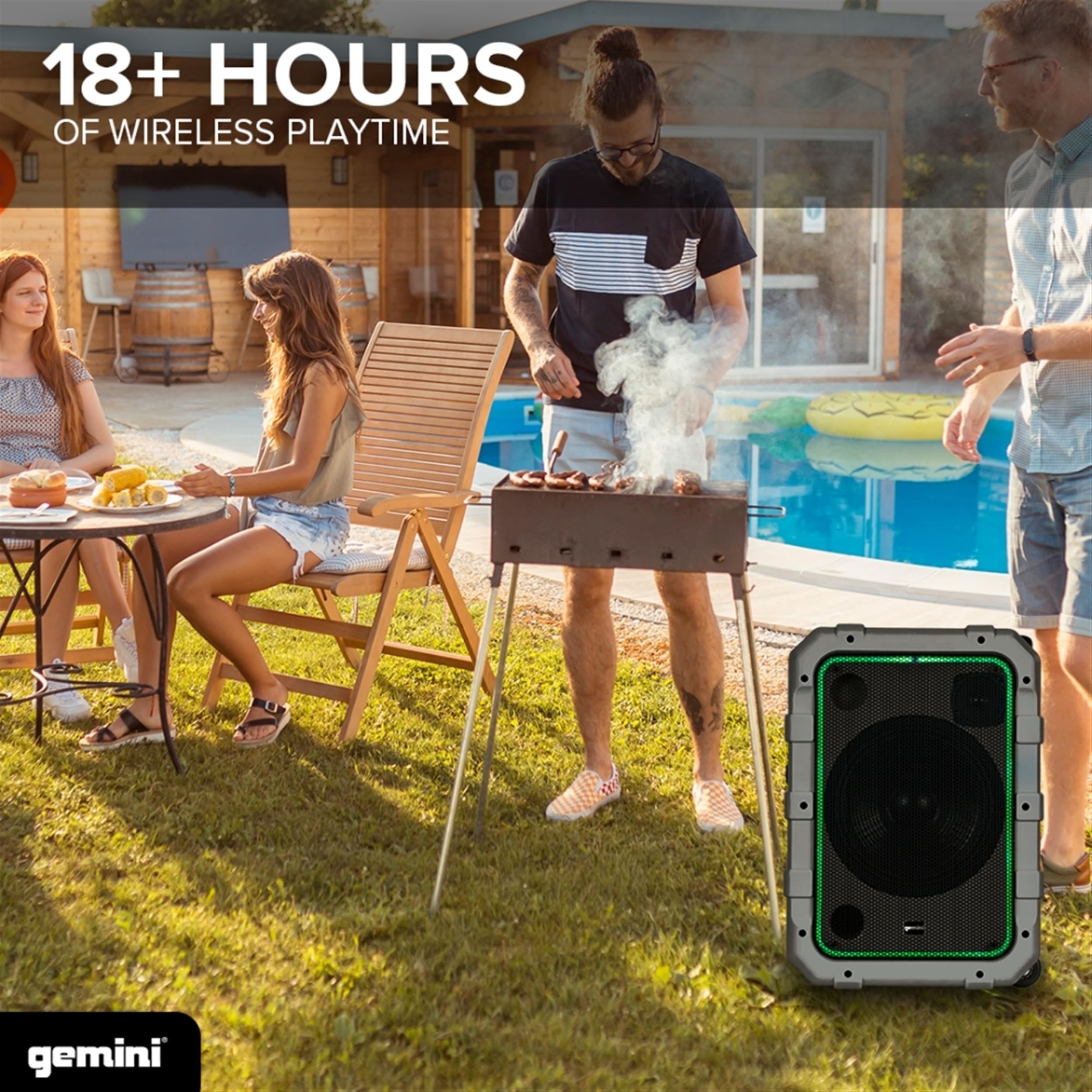 Gemini Sound MPA-2400 240 Watts Wireless IPX4 Waterproof Outdoor Portable Tailgate Party Bluetooth Speaker on Wheels with Big 24 Inch Woofer and Trolley Handle