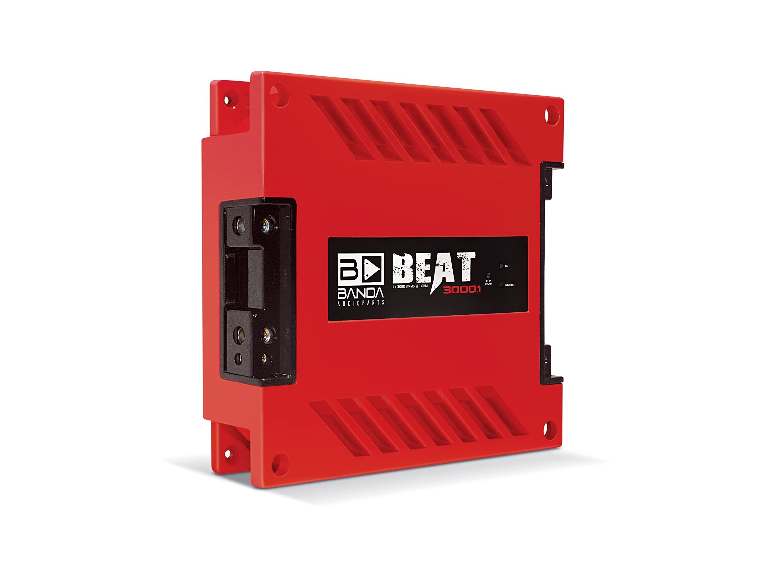 1-Ch. Vehicle Audio Bass Amplifier - 3000Watts High-Powered Mono Bass Amplifier w/Subsonic Filter and Low Pass Filter Stable at 1 ohm, LED Indicators, Sound Specialization, Red - BANDA BEAT3000.1RED