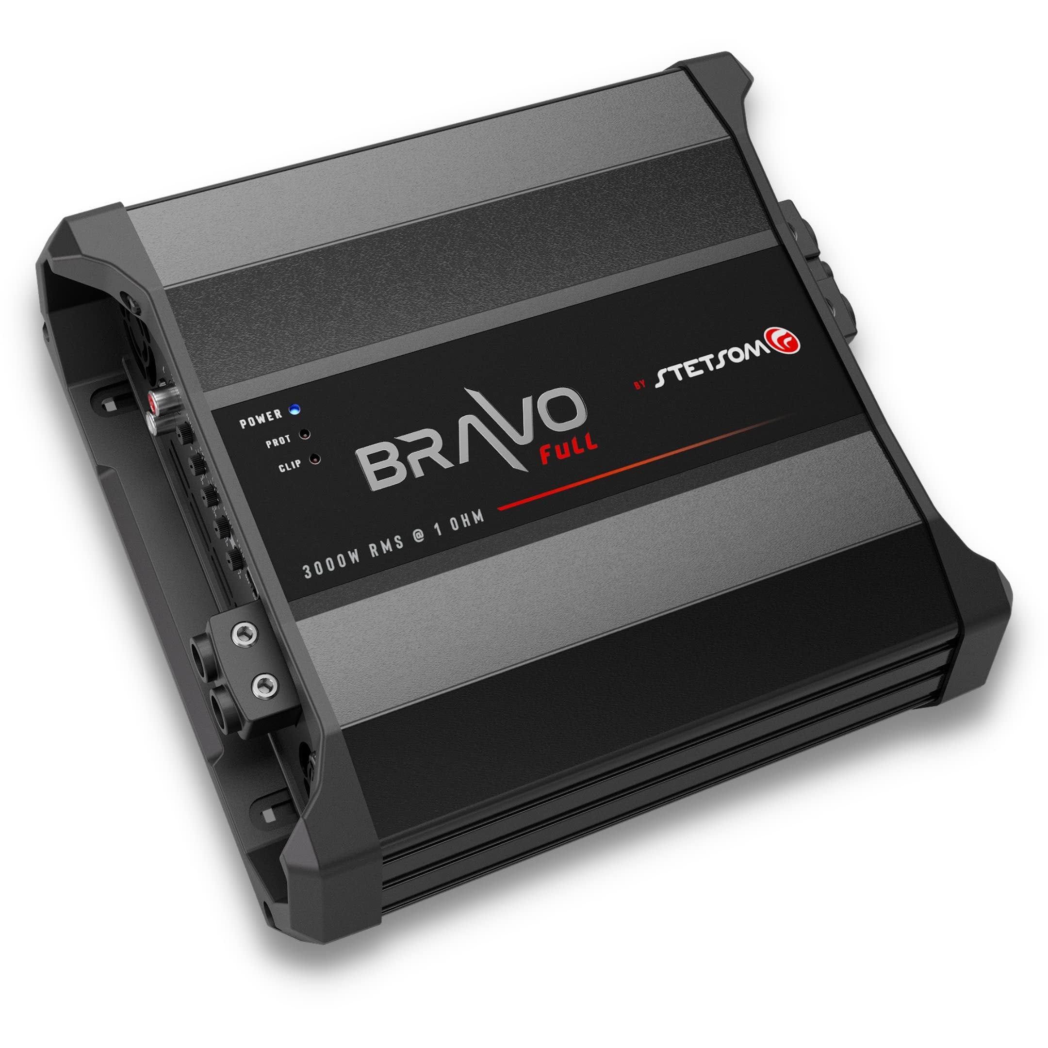 Stetsom Bravo Full 3000 1 Ohm Mono Car Amplifier, 3000.1 3K Watts RMS, 1Ω Stable Car Audio, HD Sound Quality, 3000x1, Crossover & Bass Boost, Car Stereo Speaker Subwoofer MD, Smart Coolers