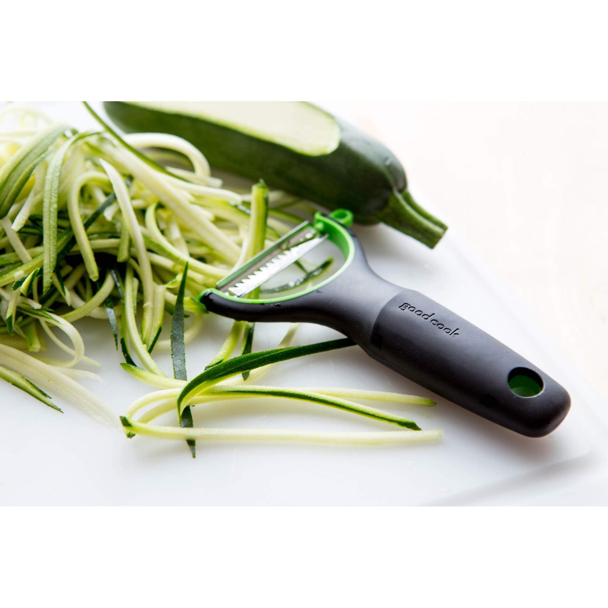 GoodCook Y-Shaped Julian Vegetable Peeler, Easy Grip, Stainless Steel Blade, Black and Green