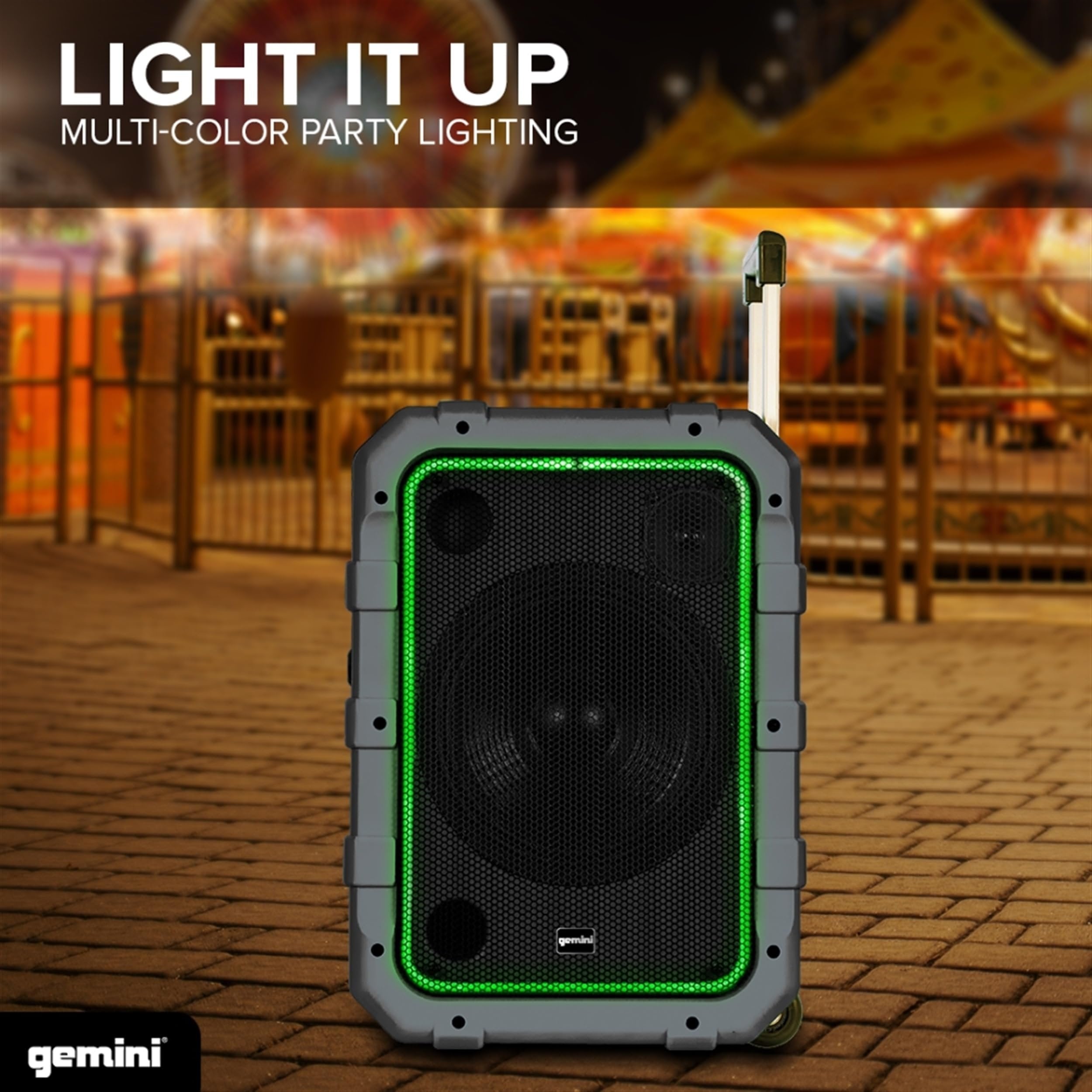 Gemini Sound MPA-2400 240 Watts Wireless IPX4 Waterproof Outdoor Portable Tailgate Party Bluetooth Speaker on Wheels with Big 24 Inch Woofer and Trolley Handle