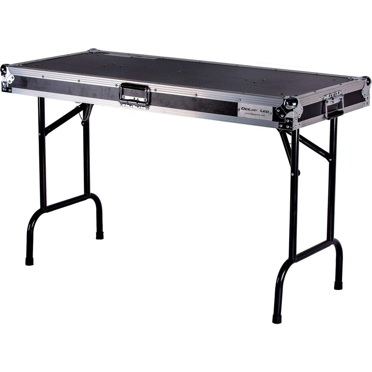 DEEJAY LED TBHTABLE48 Fly Drive Case Universal Fold Out DJ Table Engineered to Hold Turntable CD Player or Other Equipment Industrial Grade Recessed Spring Loaded Split Dish Butterfly Latches with Pad