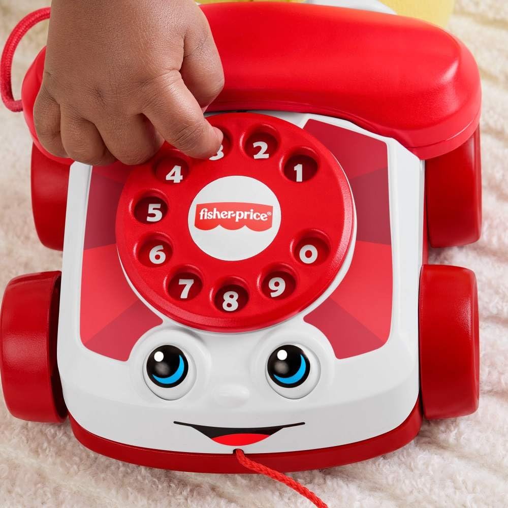 Fisher-Price Baby Toy Red Chatter Telephone, Mattel 80th Anniversary Edition Pull-Along Activity for Infants & Toddlers Ages 1+ Years