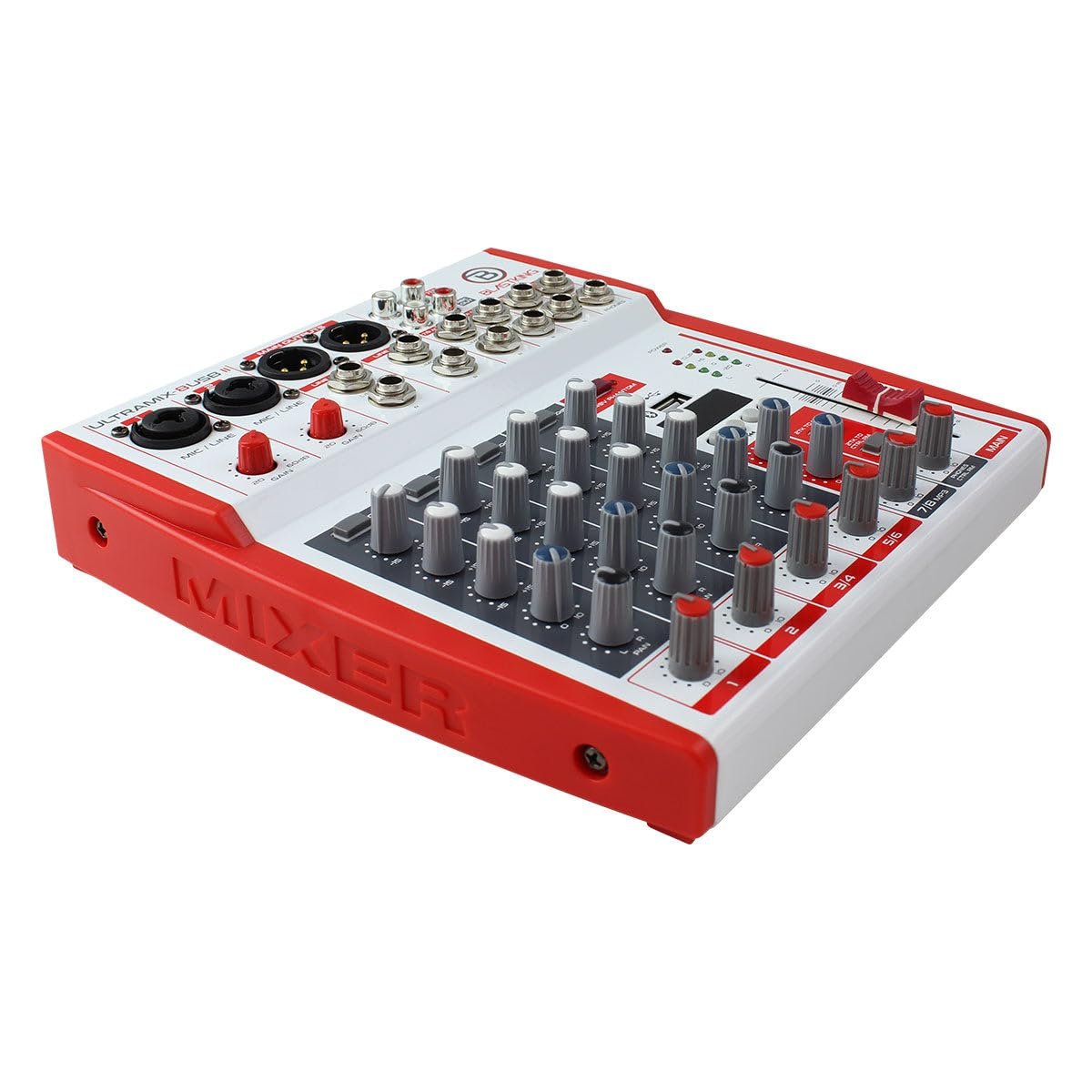 BLASTKING ULTRAMIX-8USBII 8 Ultra Low-Noise Channel Analog Stereo Mixing Console with Built-in Bluetooth Interface and Slim Lightweight Design with Sealed Rotary Controls Resist Dust and Grime.