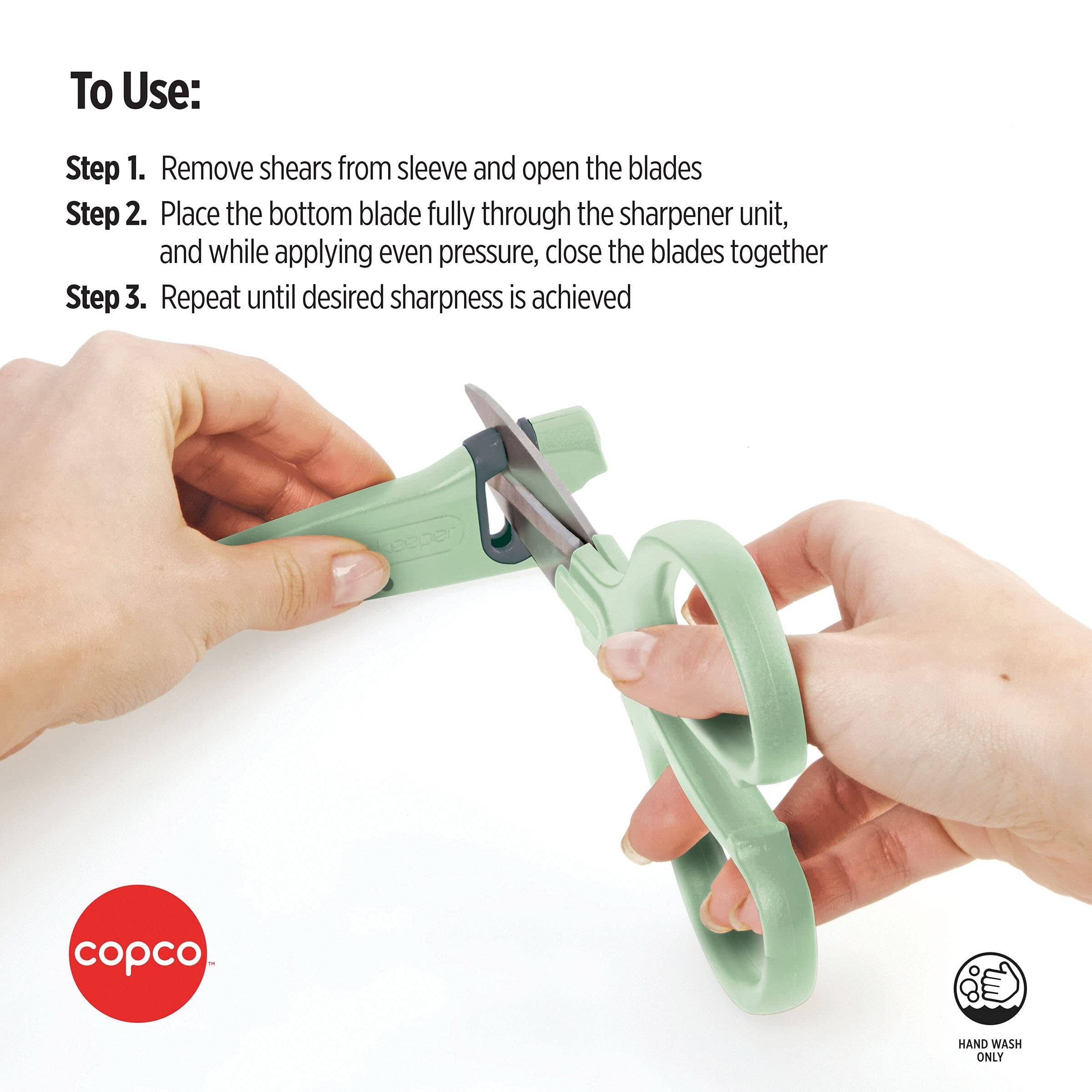 Copco High Carbon Stainless Steel All Purpose Shears with EdgeKeeper Self-Sharpening Sheath, 8.86-Inch, Pistachio