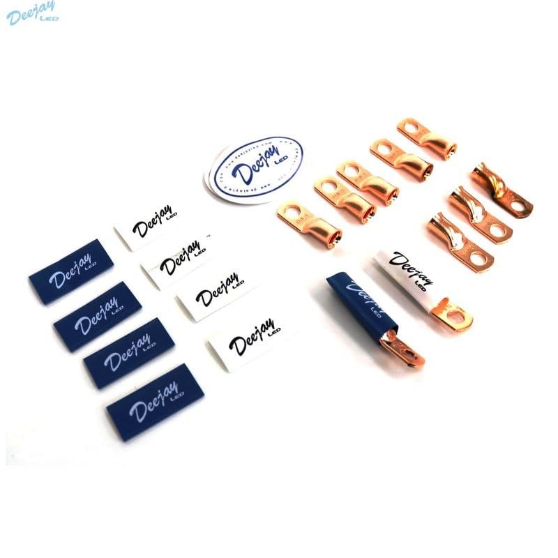 DEEJAY LED TBH4GA10BLUEWHITE DJL 10-Pack Crimp Connector Style for 4 Gauge Wire Blue/White Tube Insulators