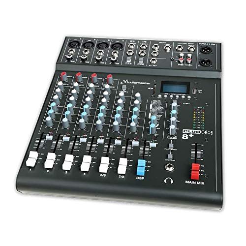 STUDIOMASTER CLUBXS8 8-Inputs 4 Mic / 2 Stereo Channel Audio Mixer Analog Mixing Console with Mix Board DSP USB MP3 8 inputs 4 mic channels 2 stereo channels