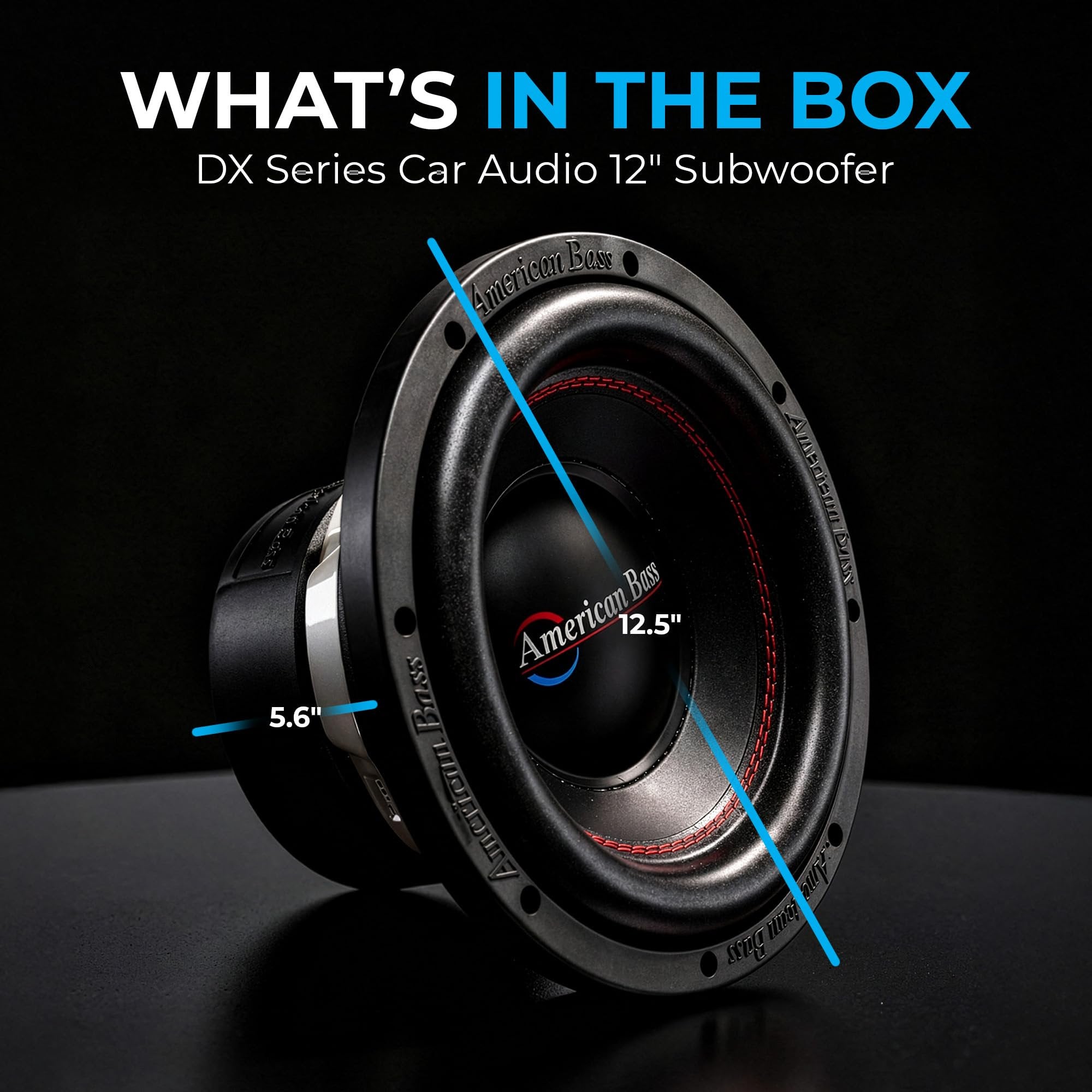 American Bass DX Series 12" Car Subwoofer, 600W Peak / 300W RMS, 4 Ohm Car Audio Subwoofer, Non-Pressed Paper Cone, Hi-Temp Voice Coil, Heavy-Duty Steel Basket, Deep Bass for Car Audio Systems