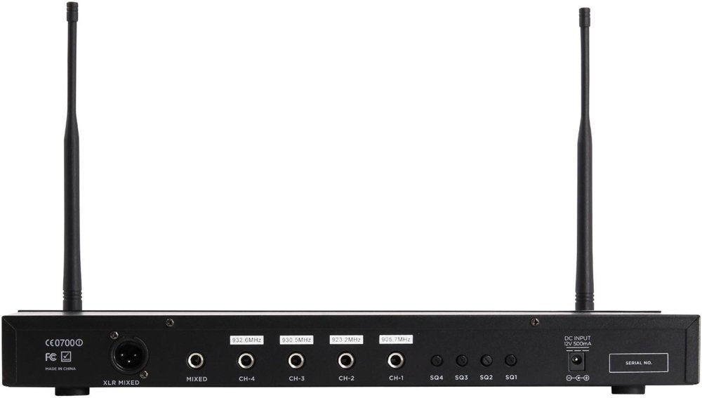 Gemini Sound UHF-04HL Professional Audio DJ Equipment Superior Single Channel Quad 4 Wireless UHF Headset Lavalier Microphones Receiver System with 150ft Operating Range