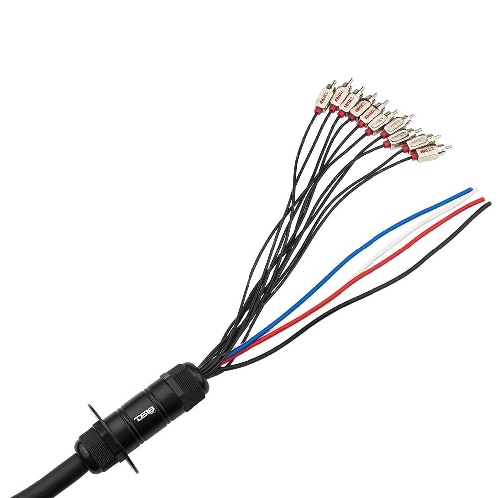 DS18 MDSA10/4.30FT Medusa/Snake Audio Wire with 10 Channels RCA and 4 x 12GA OFC Power Cables 30ft - Heavy Duty Remote Audio/Power Wire Snake Cable for Radio Box Extension