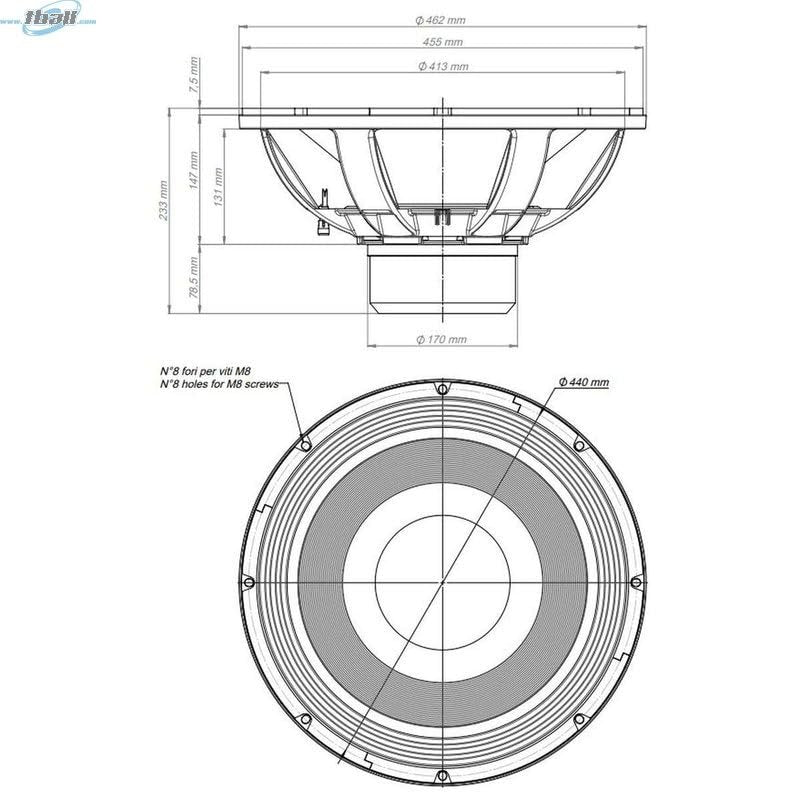 Eighteen Sound 18NLW4500.8 18-inch Extended Low Frequency High Power Loudspeaker 1600 Watts RMS 3600 Watts Peak Pro Audio Component Speaker Driver for Motorcycle Car Audio