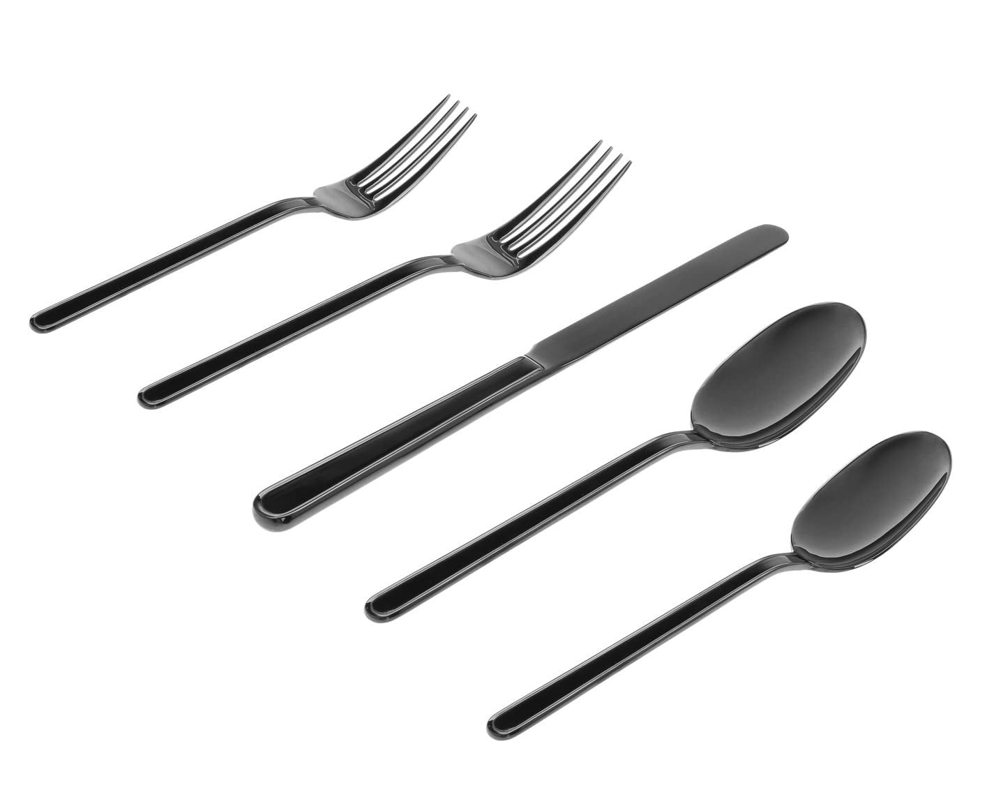 Godinger 20 Piece Flatware Set with 4 Dinner Forks, 4 Salad Forks, 4 Tablespoons, 4 Teaspoons and Knifes, 18/0 Stainless Steel Rail Graphite, Set of 4