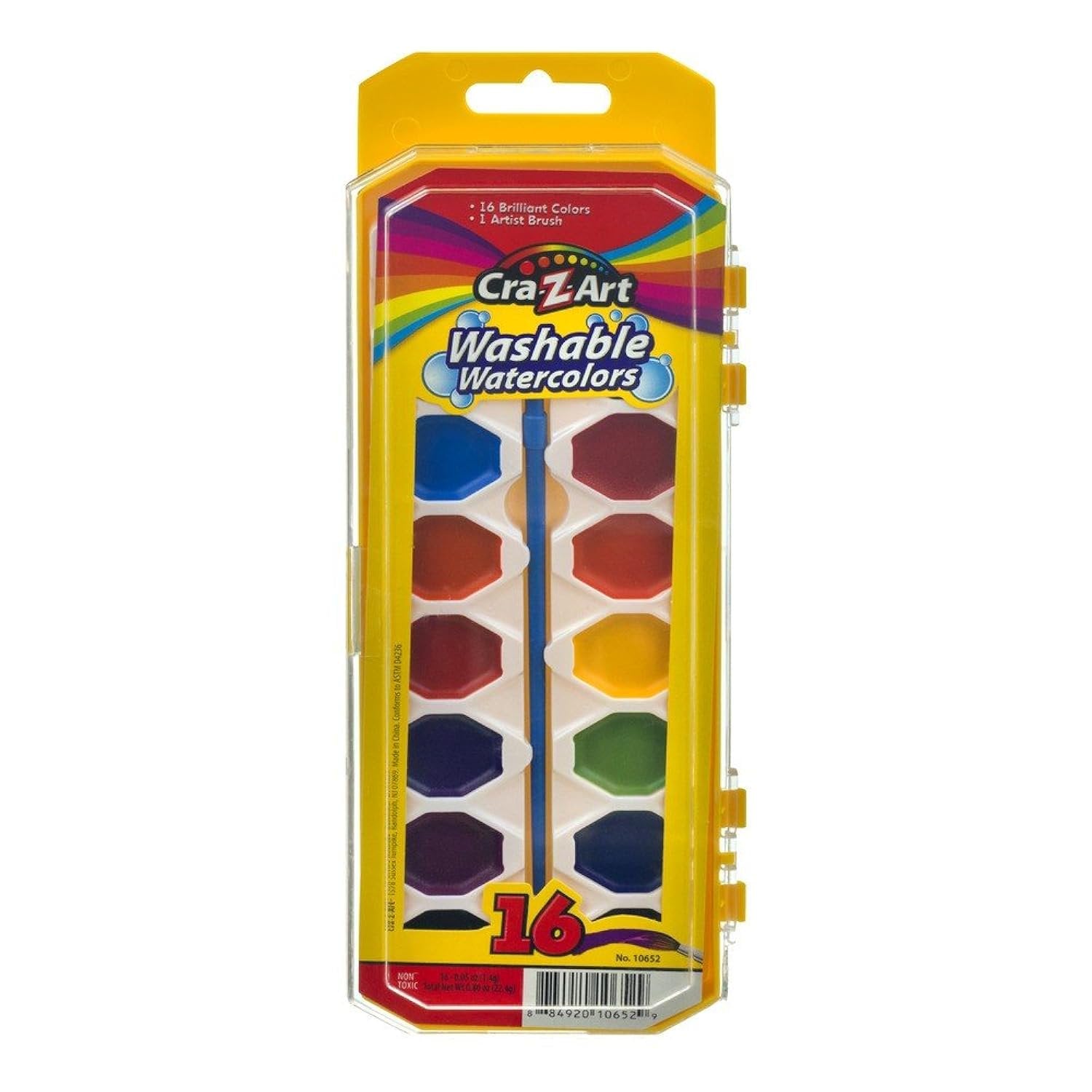 Cra-Z-Art Washable Watercolors with Brush, 16 Count (10652)