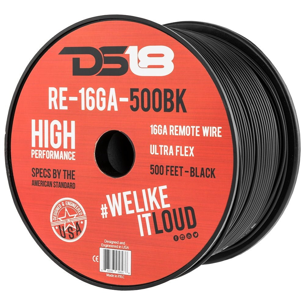16 Gauge 500' Feet Black Primary Remote Wire 12V Auto Wiring Cable AWG Ultra Flex Spool