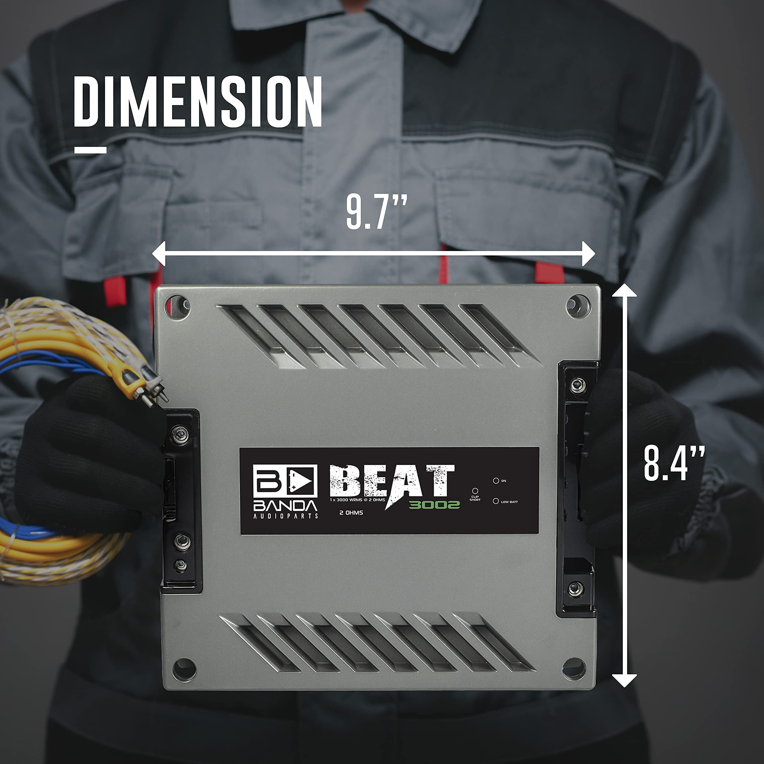 Banda 1-Channel Vehicle Audio Amplifier - 3000 Watts High-Powered Mono Bass Amplifier w/Subsonic Filter and Low Pass Filter Stable at 2 ohms, LED Indicators, Sound Specialization BEAT3002