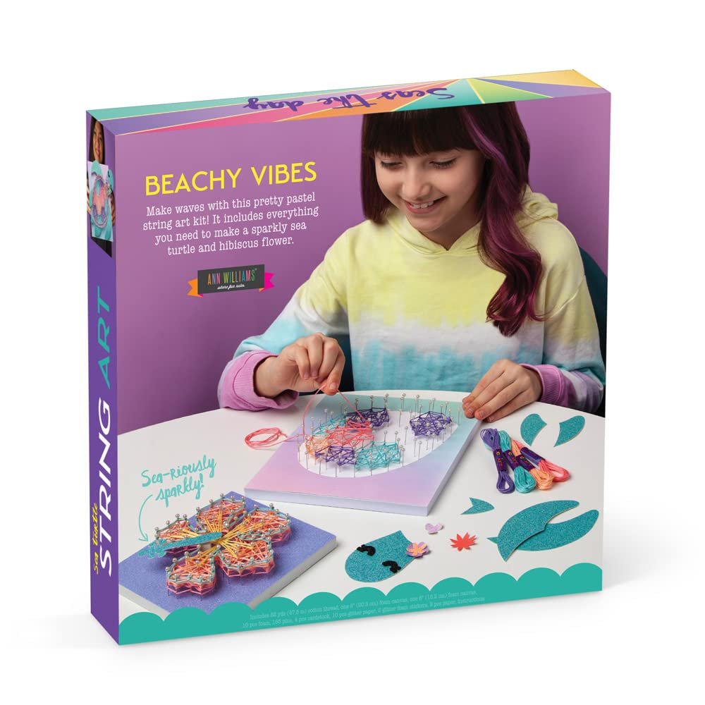 Craft-tastic — String Art Sea Turtle for 2 Fun Craft Projects — Sea Turtle and Hibiscus Flower — Ages 10+