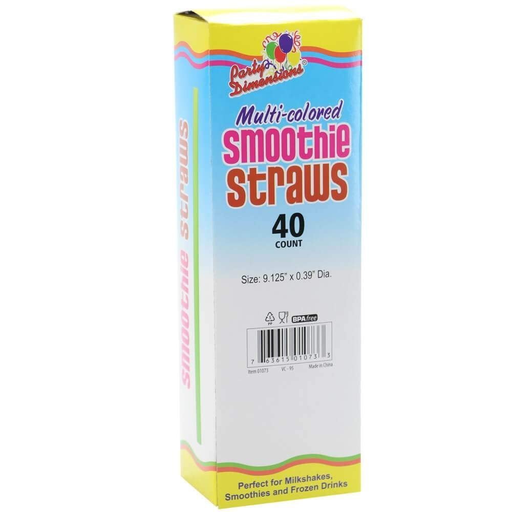 Smoothie Straws Straws - 9.12" 40 Pcs Multi-Colored Plastic Straws for Parties, Events & Occasions