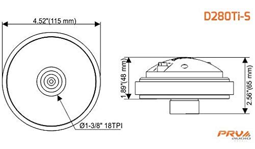 PRV AUDIO D280Ti-S 80 Watts RMS 1" Exit Screw-On Horn 8 ohms Pro Audio Compression Driver (Single)