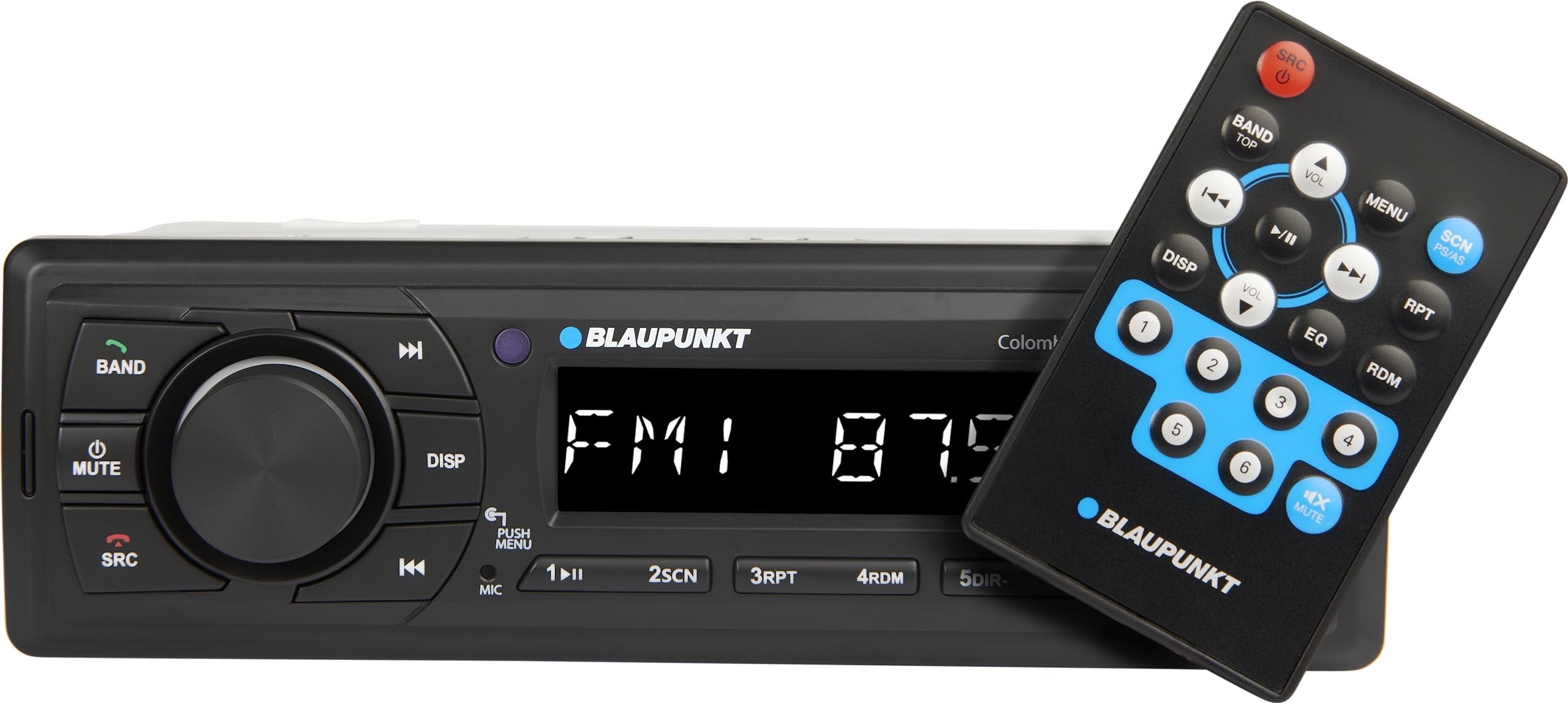 BLAUPUNKT COLOMBO130 Single DIN Mechless AM/FM Receiver with Bluetooth USB Input & Remote