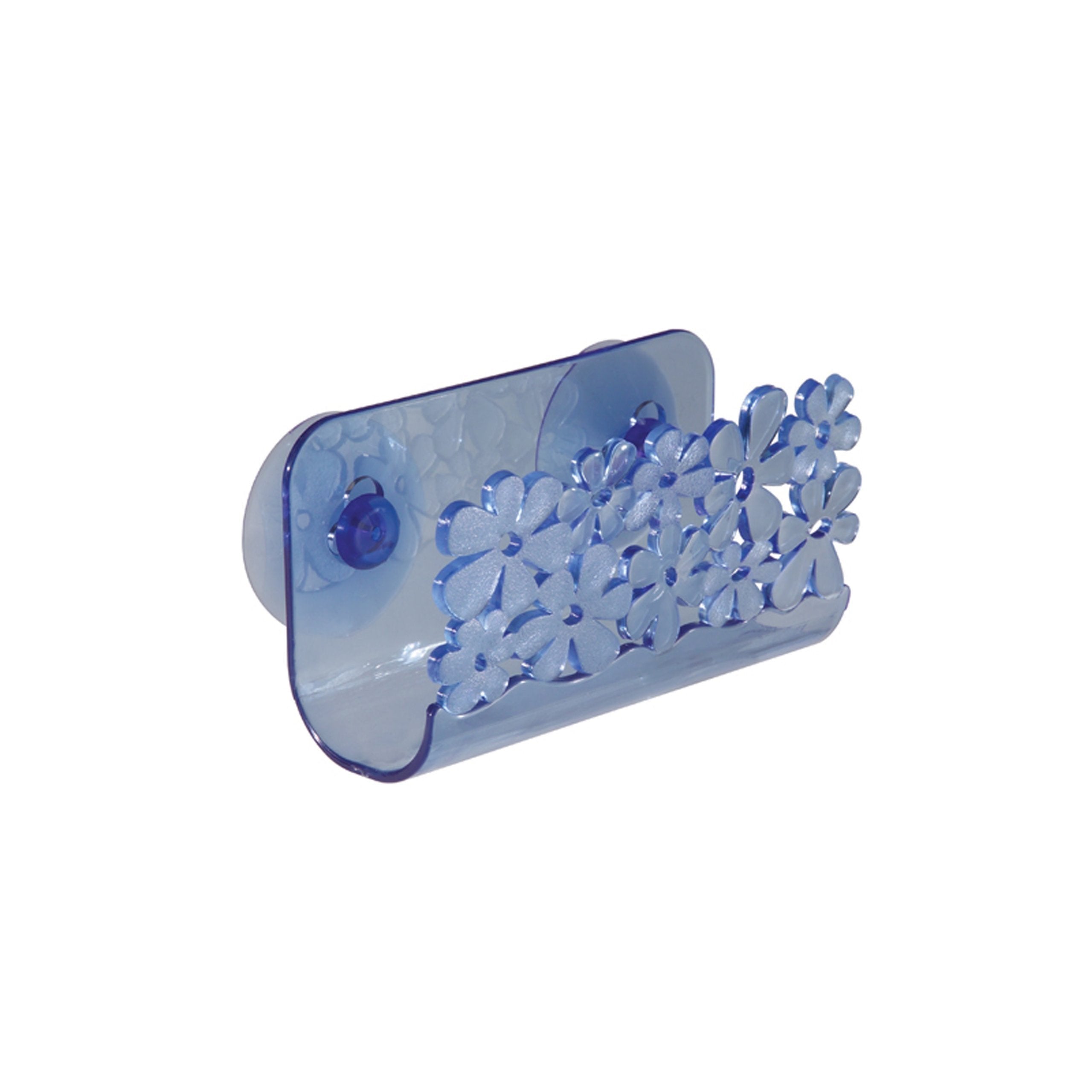 InterDesign Blumz Kitchen Sink Suction Holder for Sponges, Scrubbers, Soap - Blue