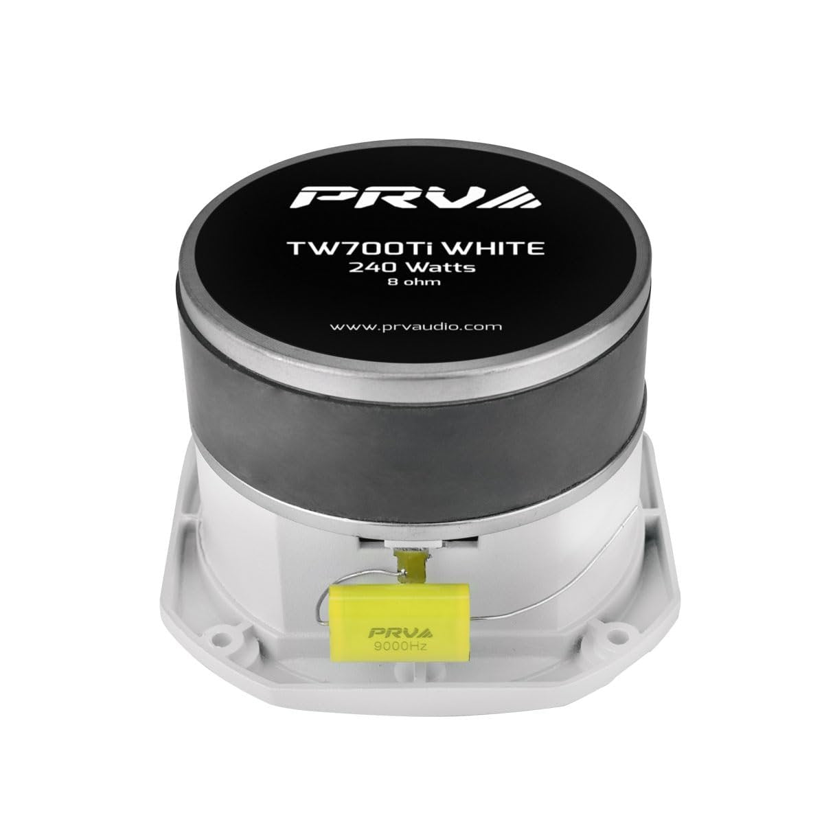 PRV AUDIO TW700Ti White 4 Inch Titanium Bullet Tweeter TW700Ti White 240 Watts, 8 Ohm Super Tweeter, Built-in Capacitor Pro Audio High Frequency Driver (Single)