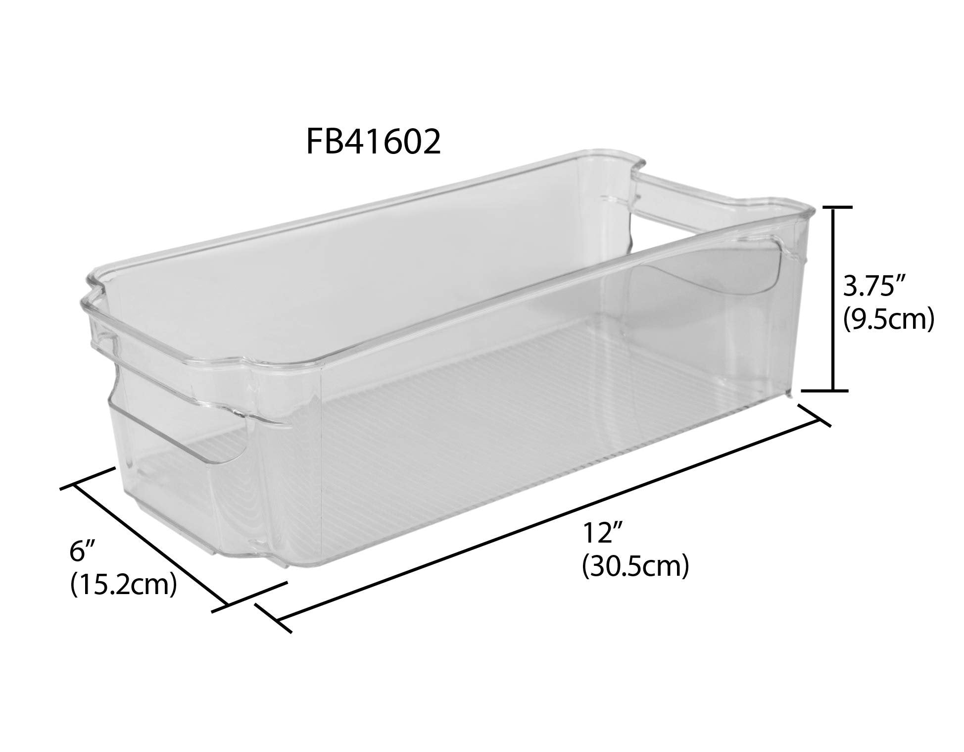 Home Basics Plastic Fridge Bin with Handle - Stackable Storage Refrigerator Organizer Bins Fridge, Freezer, Pantry and Kitchen, Clear (4, MEDIUM)