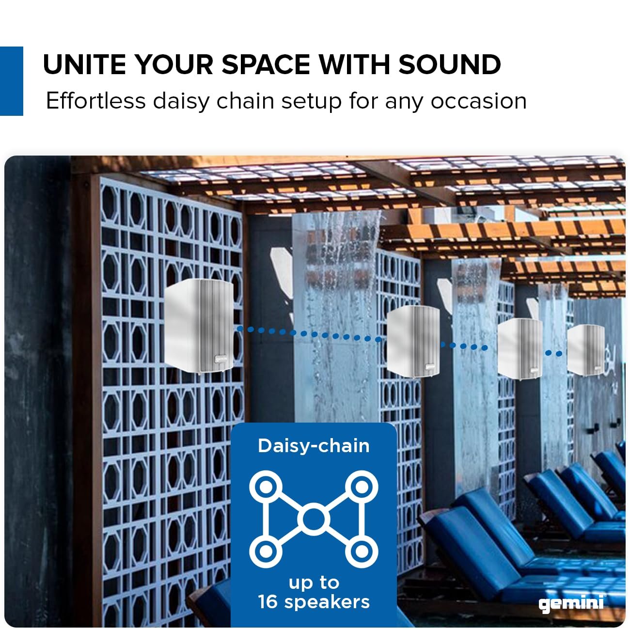 Gemini Sound GHSI-W400BT-PR-BLK 4" Inch Powerfull Bass Woofer 100 Watt Peak Power Waterproof Bluetooth Wall & Ceiling Mount Wired Speakers Pair - Easy Daisy Chain for Home Outdoor Pool & Patio, White
