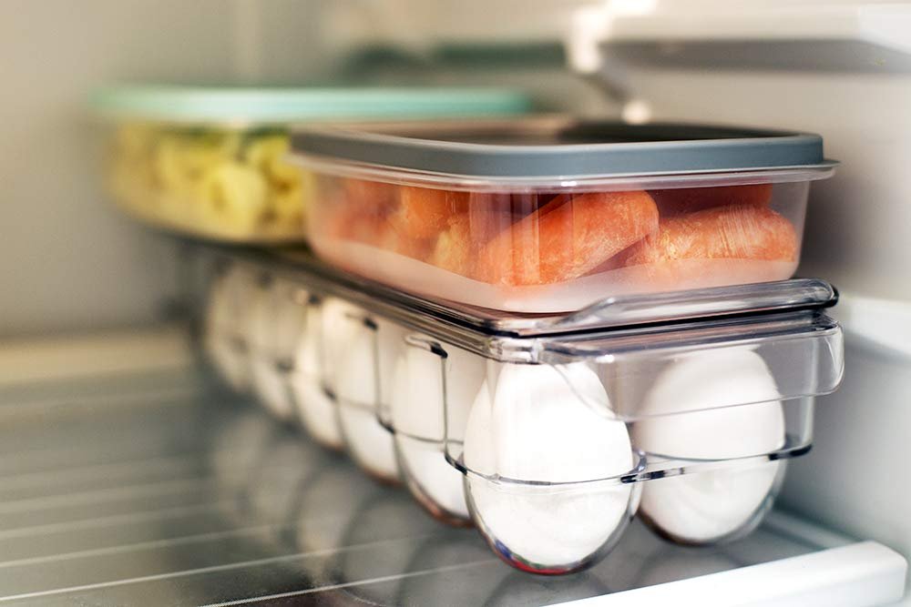 Home Basics Transparent Egg Holder with Clear Cover Durable Plastic Bin for Convenient Fridge and Pantry Organization | Ideal for Keeping Eggs Fresh and Neatly Organized