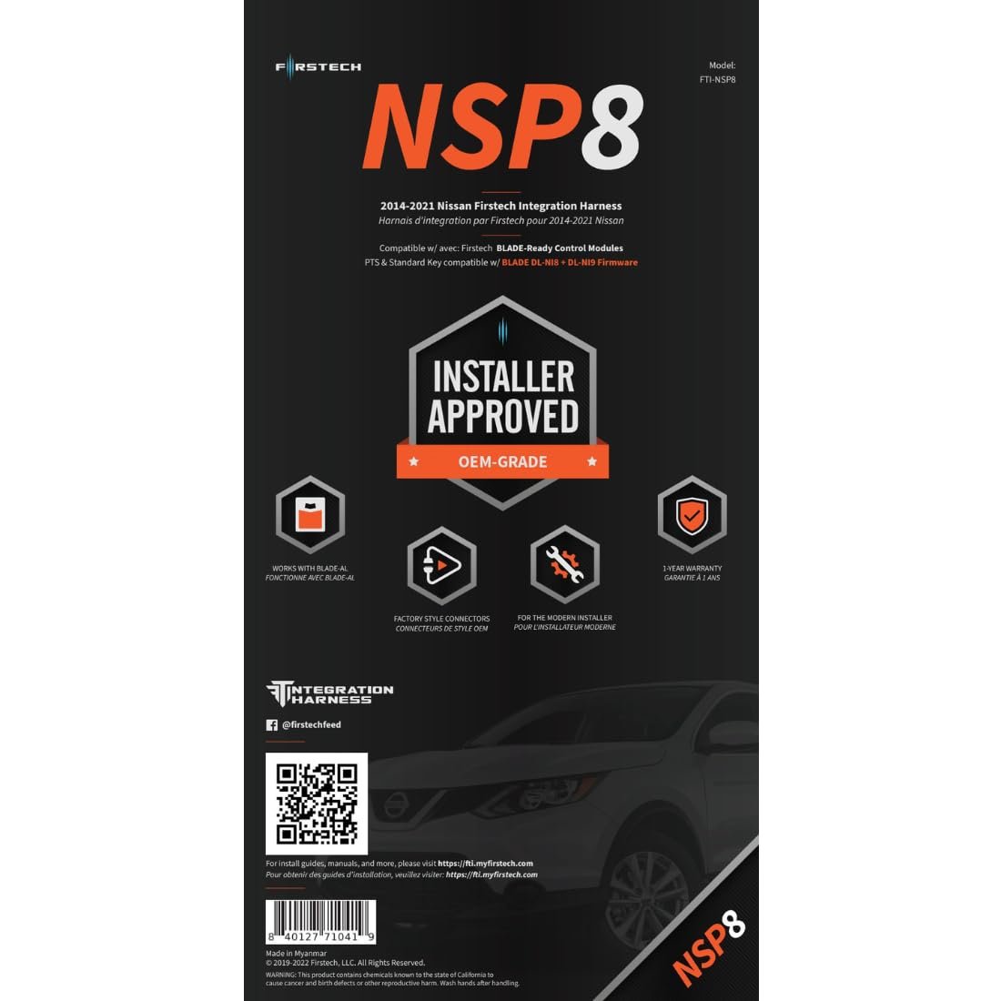 Firstech FTI-NSP8 Integration Wire T-Harness for Nissan & Infiniti TPS 2014-2021