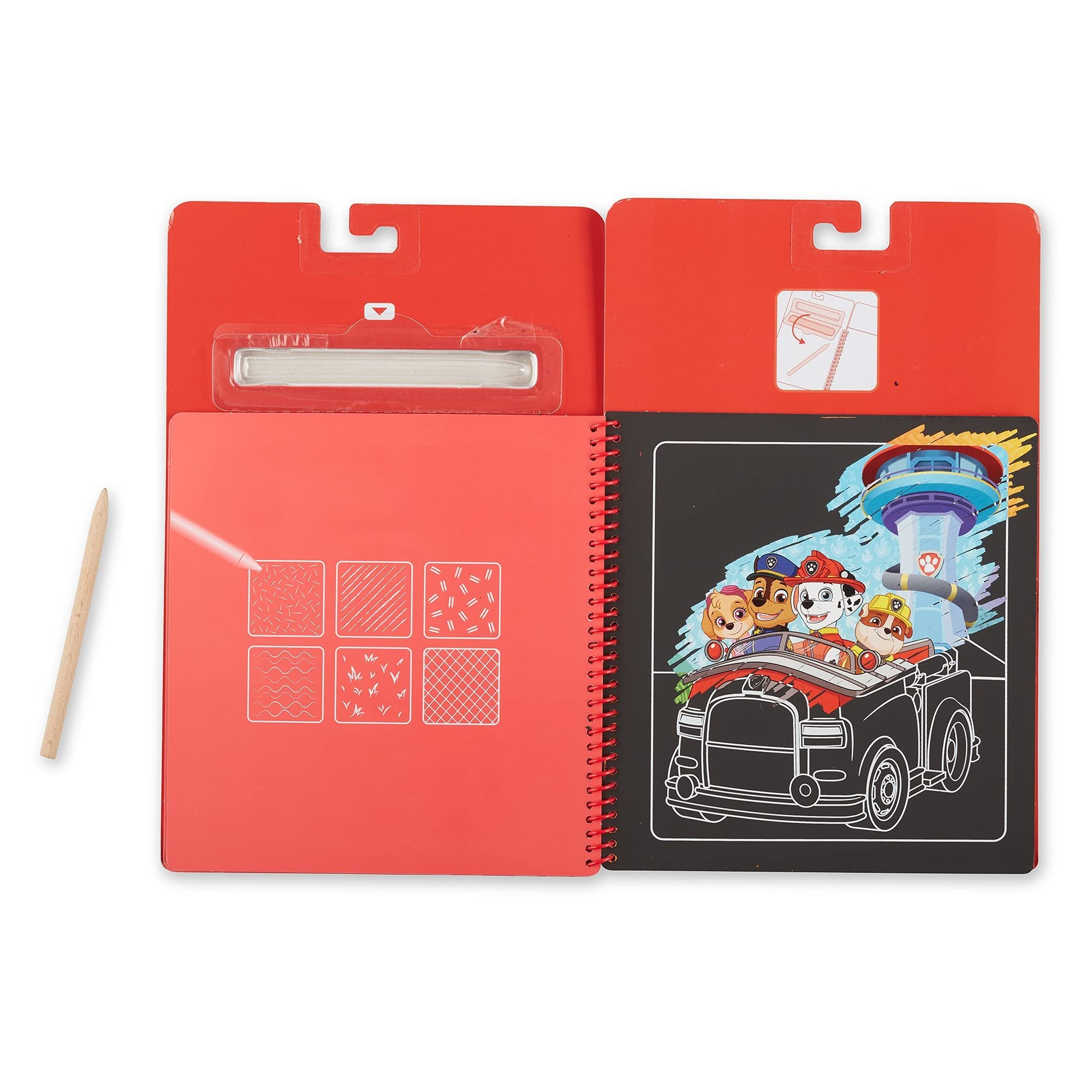 Melissa & Doug PAW Patrol Scratch Art Pad - Marshall Colour Reveal Travel Activity Pad
