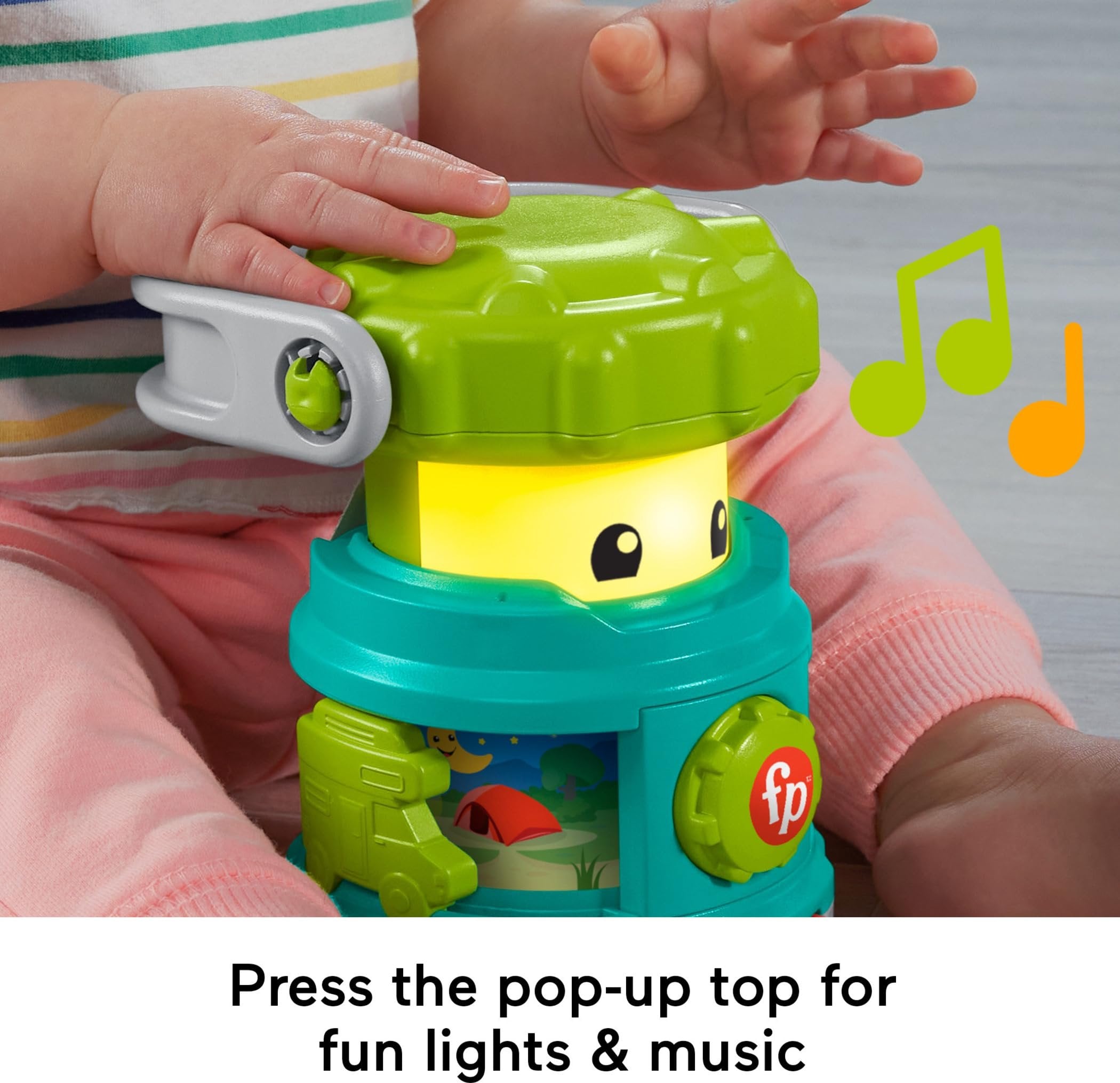 Fisher-Price Baby Learning Toy Laugh & Learn Camping Fun Lantern, Pretend Camping Gear with Lights & Music for Infants Ages 6+ Months